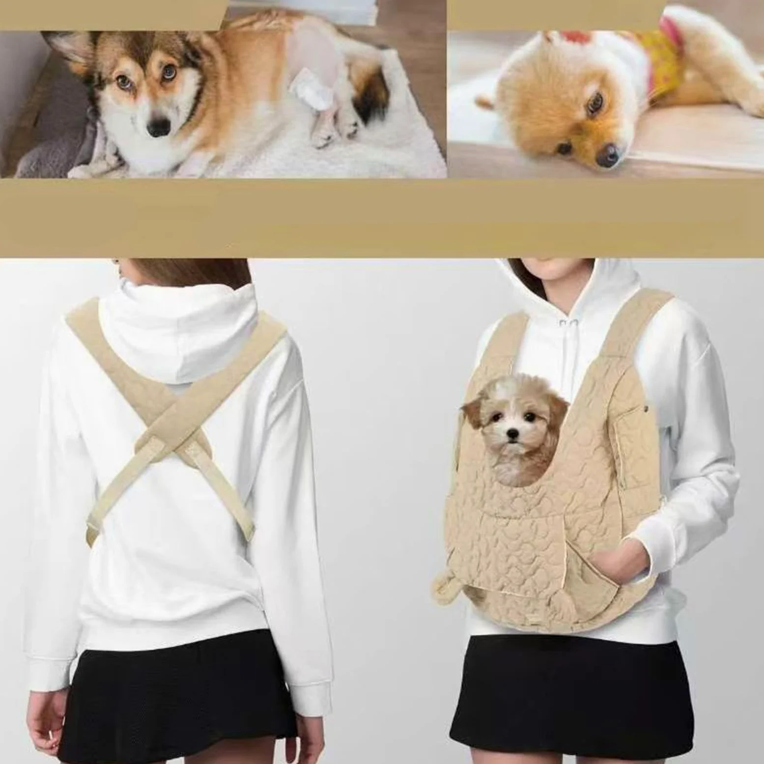 Zaino trasportino per animali domestici - Borsa da viaggio traspirante per cani e gatti | Leggera con più tasche di stoccaggio | e sicura per piccoli animali domestici di medie dimensioni che