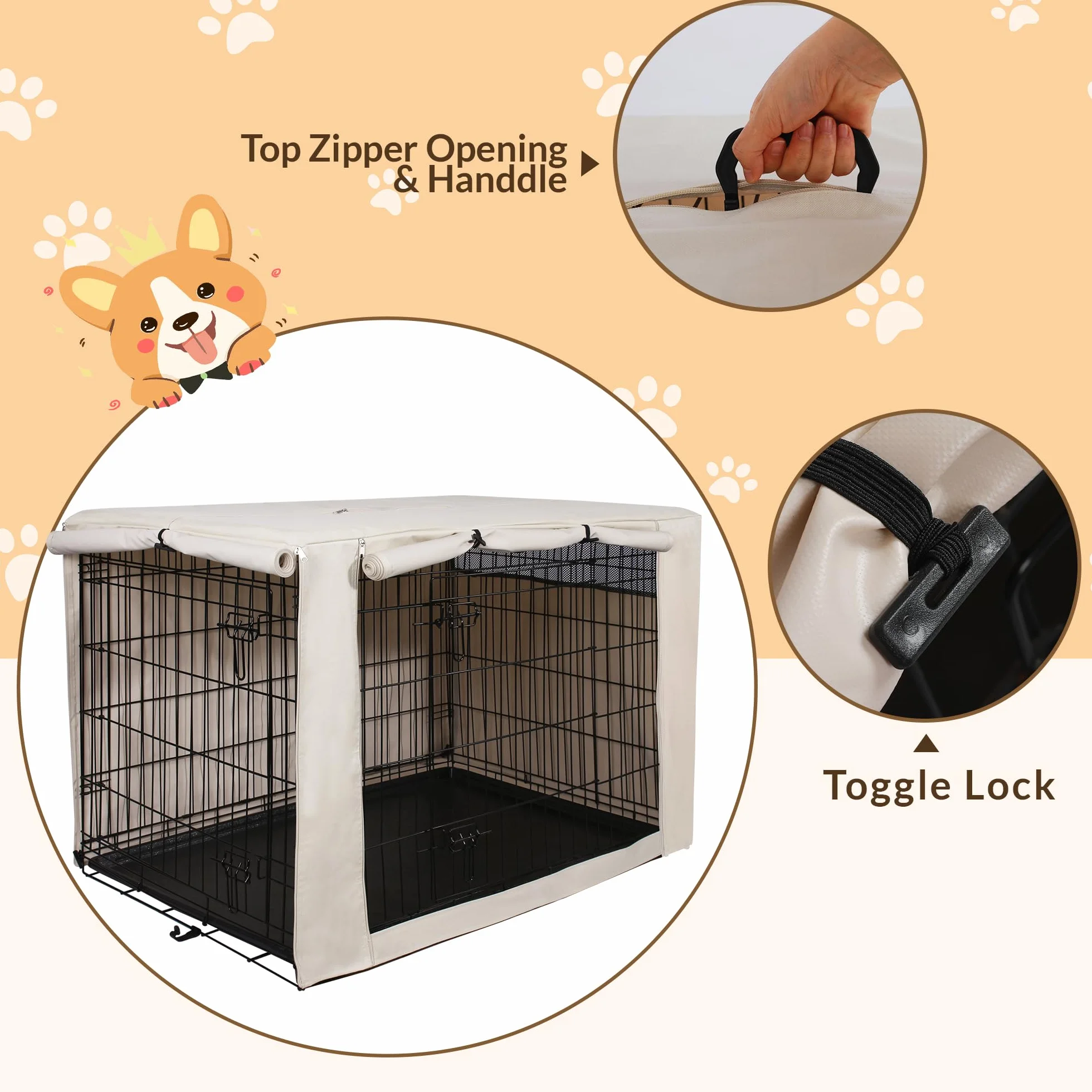 ChengYi CYFC957 Copertura per gabbia per cani in poliestere antivento 76,2 cm cuoio chiaro