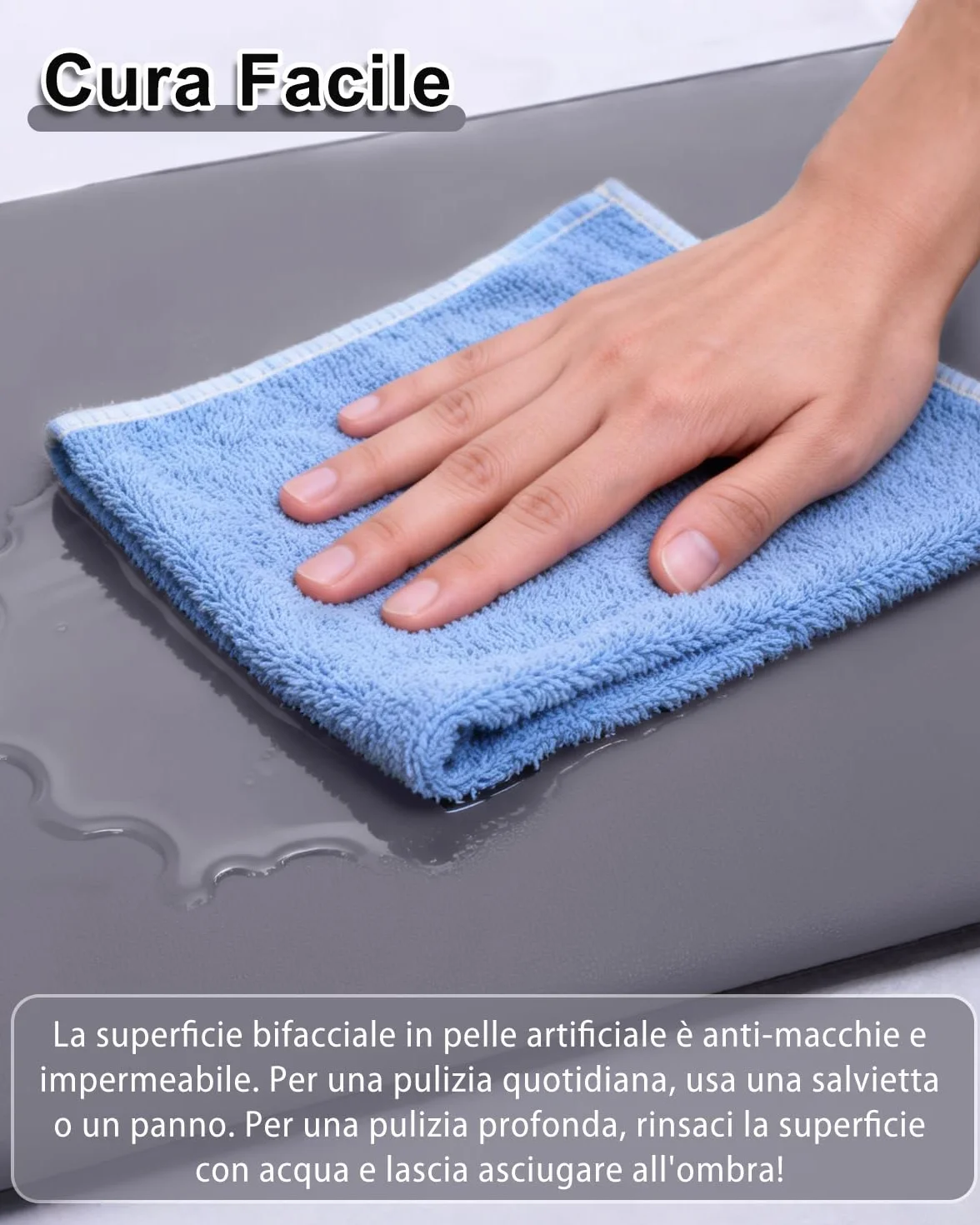 Cuccia Cane Taglia Grande Impermeabile 105x70cm Pelle Artificiale Grigio