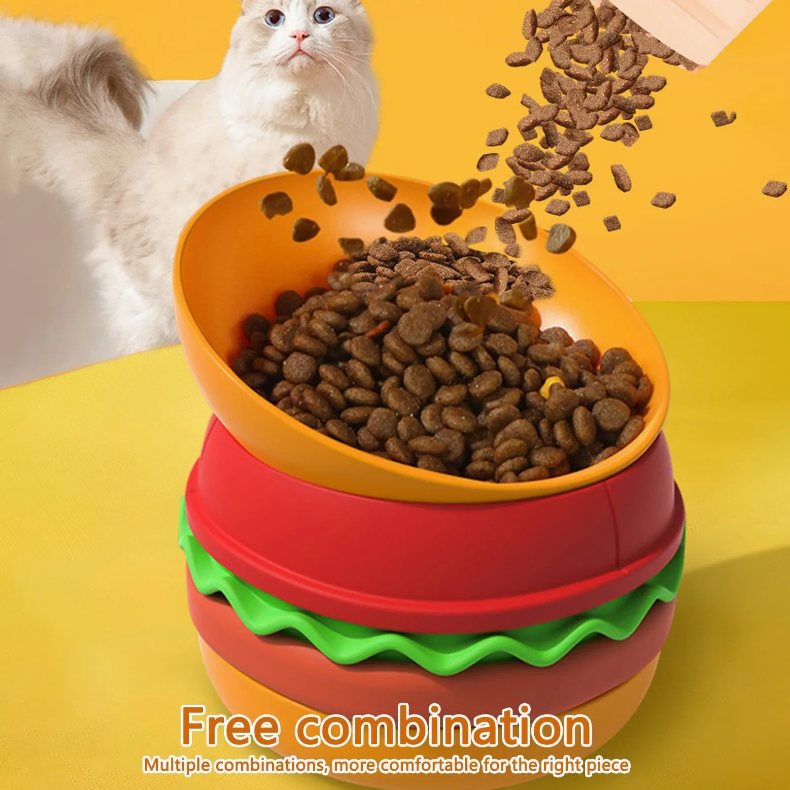 Mangiatoia lenta per gatti, mangiatoia lenta per cibo umido – Dispenser | per hamburger design hamburger anti-soffocamento antiscivolo cibo formazione noia mangiare leccare masticatori
