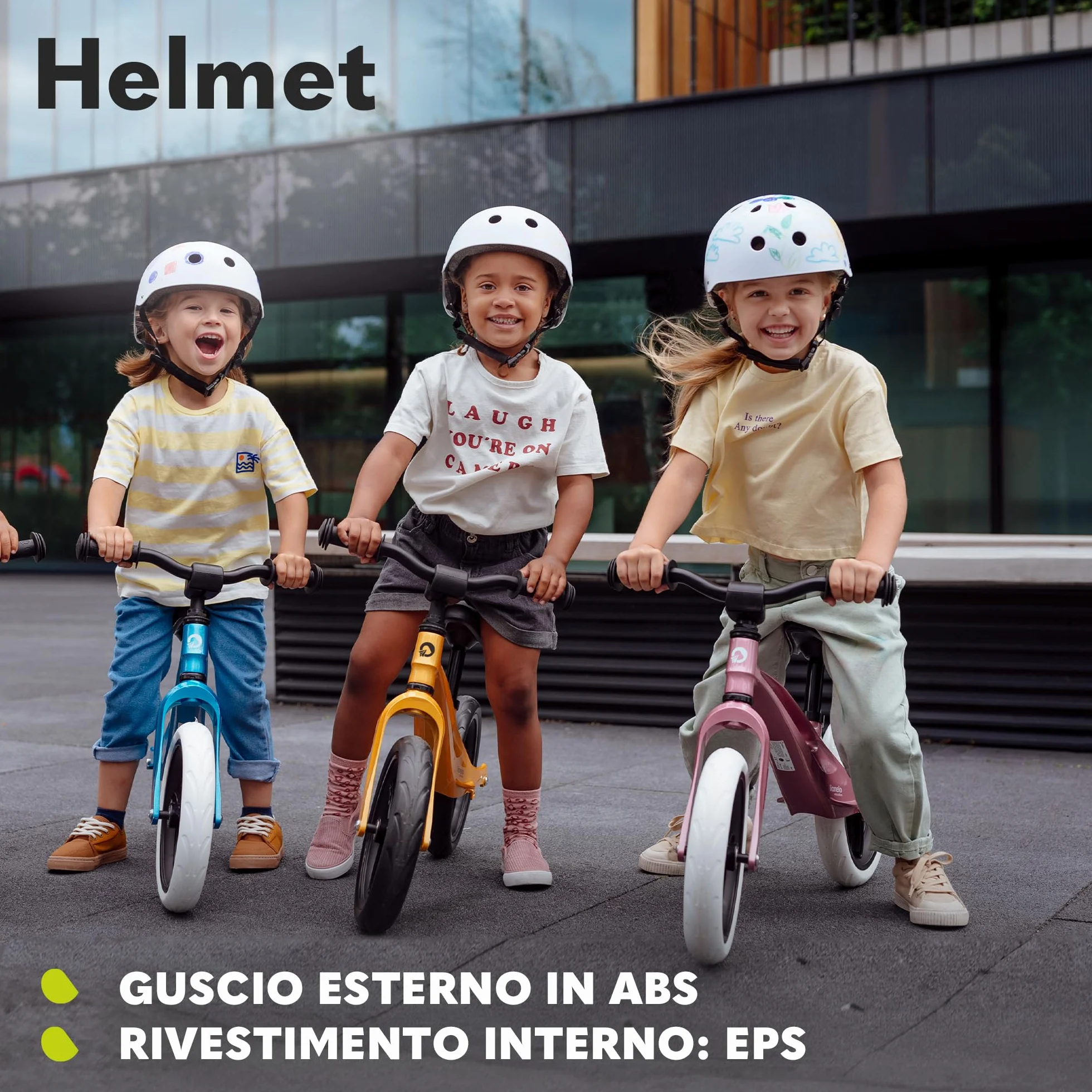 Lionelo HELMET Avventura creativa Casco Bici Bambini Taglia S Regolabile 50-56 cm Ventilato ABS EPS Certificato Intertek