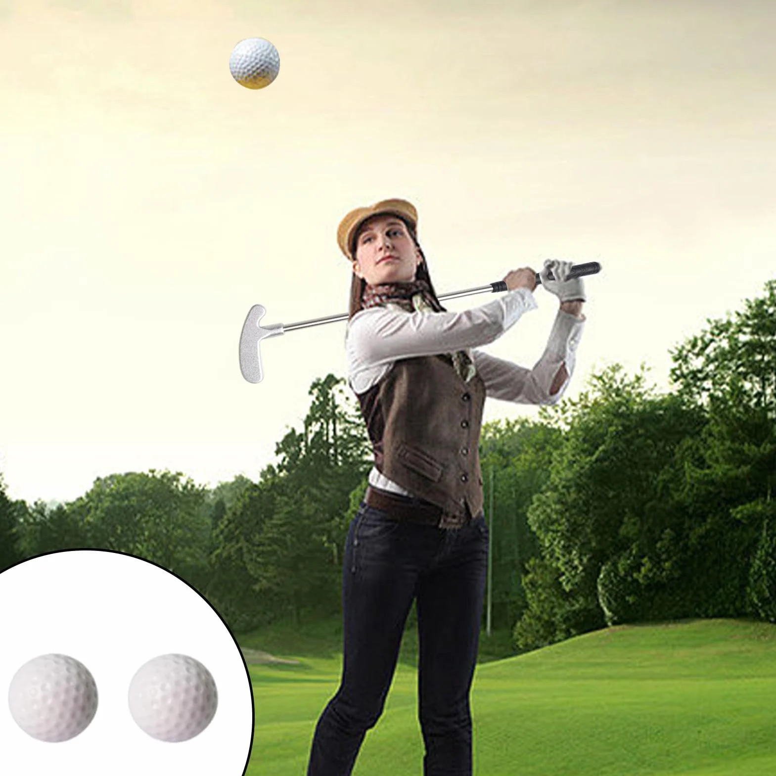 Putter club a due vie, putter minigolf a due vie per bambini, putter da golf con testa in lega di zinco, albero in acciaio inox TPRGrip, mazze da golf per bambini, ragazzi e adulti
