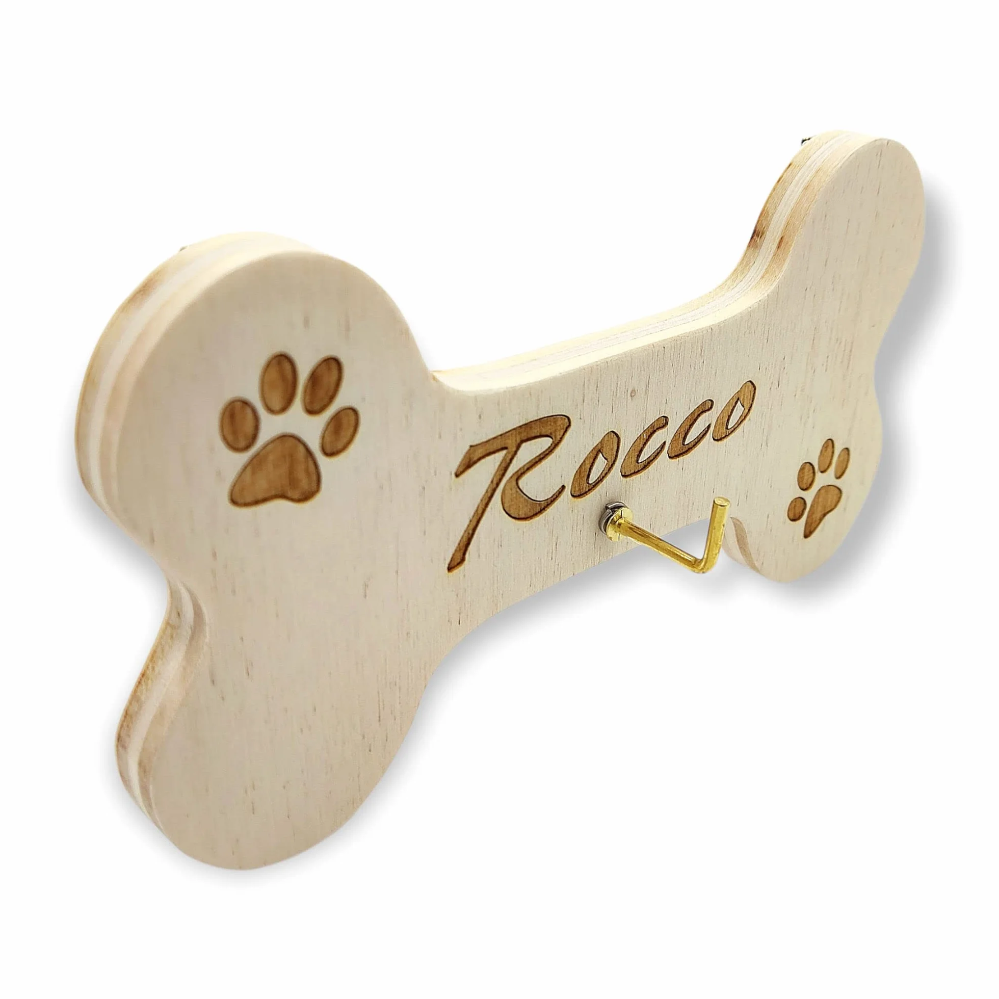Porta guinzaglio per cane in legno personalizzato da parete con incisione laser