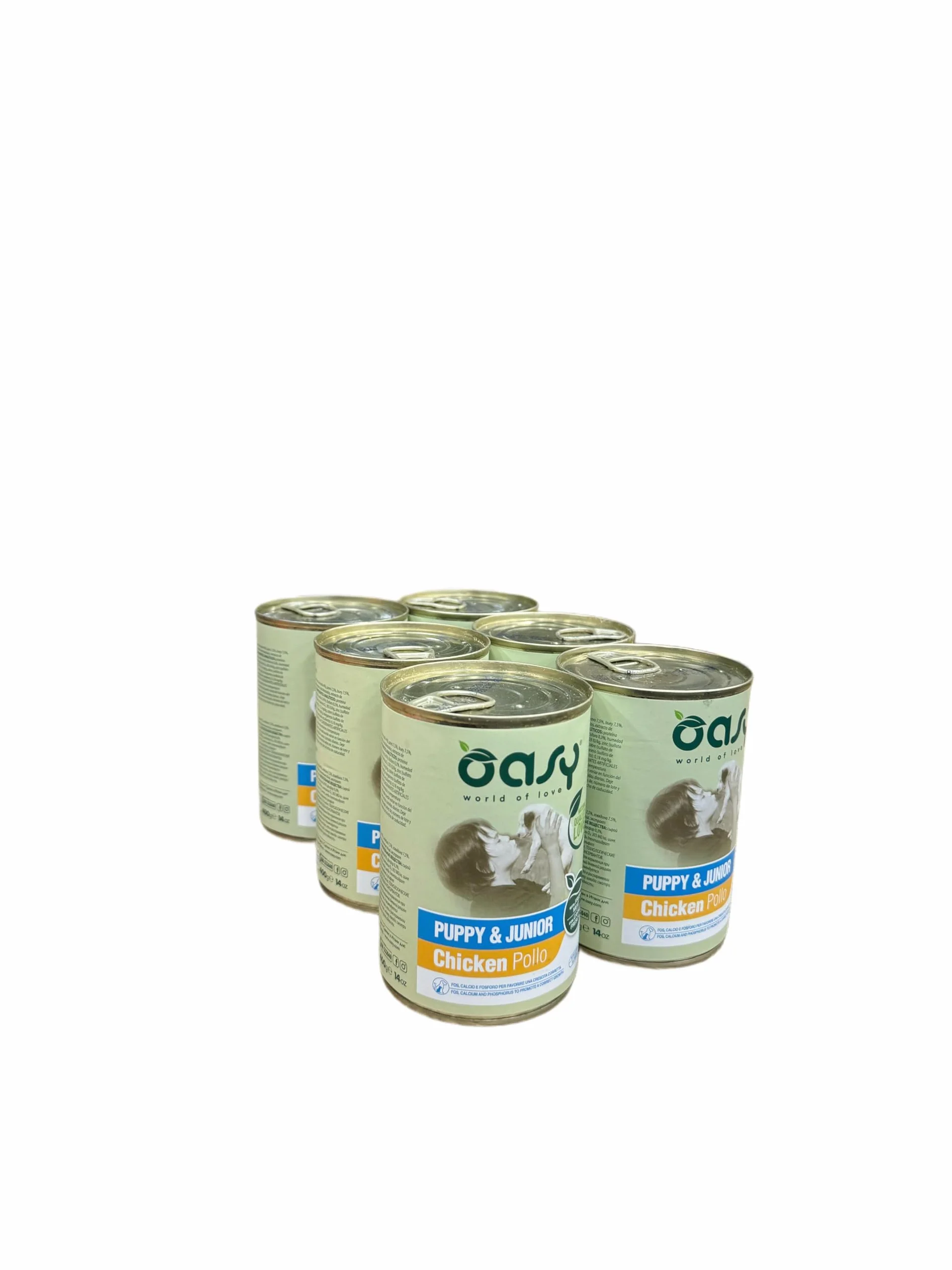 Oasy cane patè PUPPY gusto POLLO per cuccioli | 6 lattine da 400 grammi l'una.