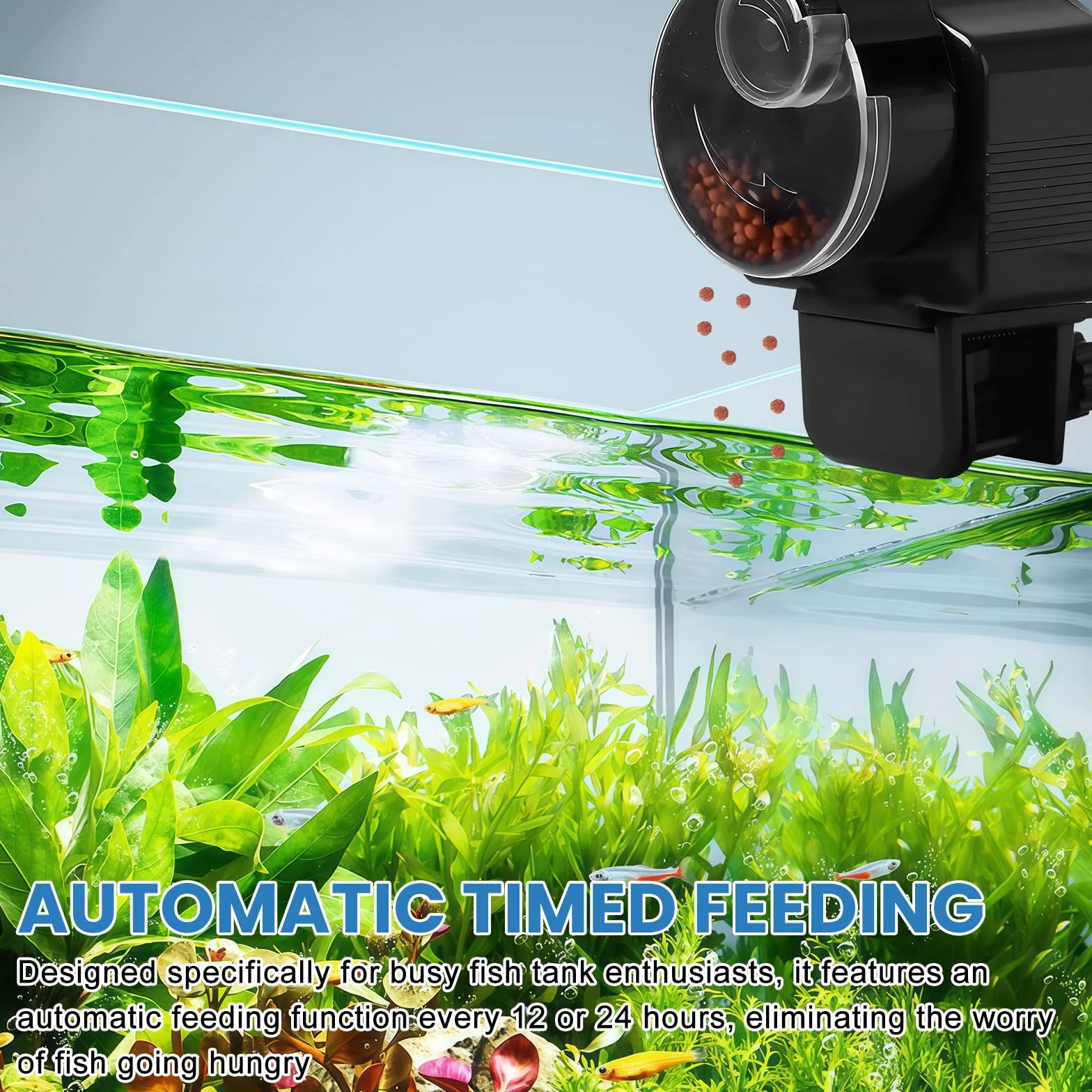 Distributore automatico di alimenti per pesci: 60 ml, per pellet e strisce