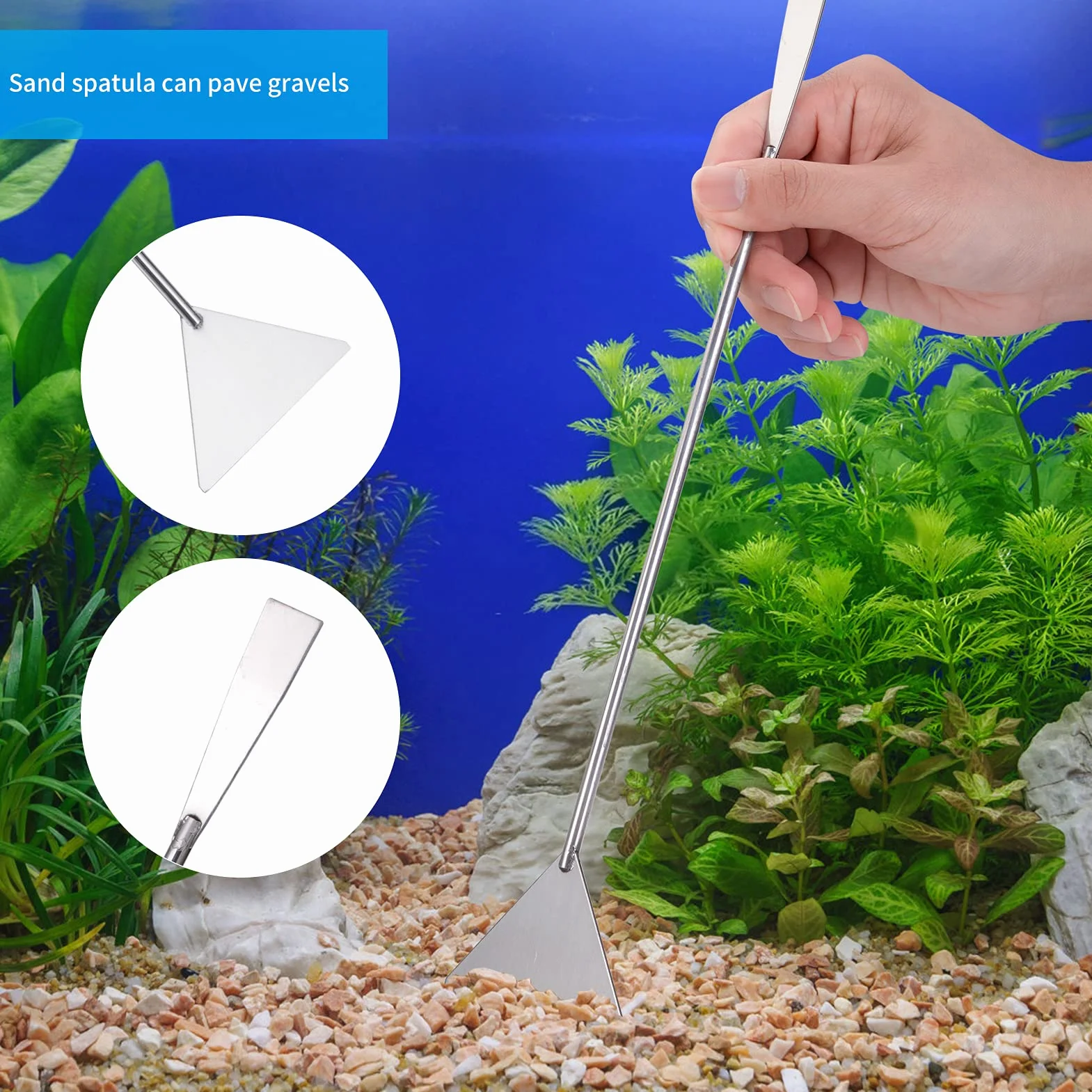 Kit strumenti acquario forbici pinzette dritte curve spatola pulizia serbatoio pesci argento