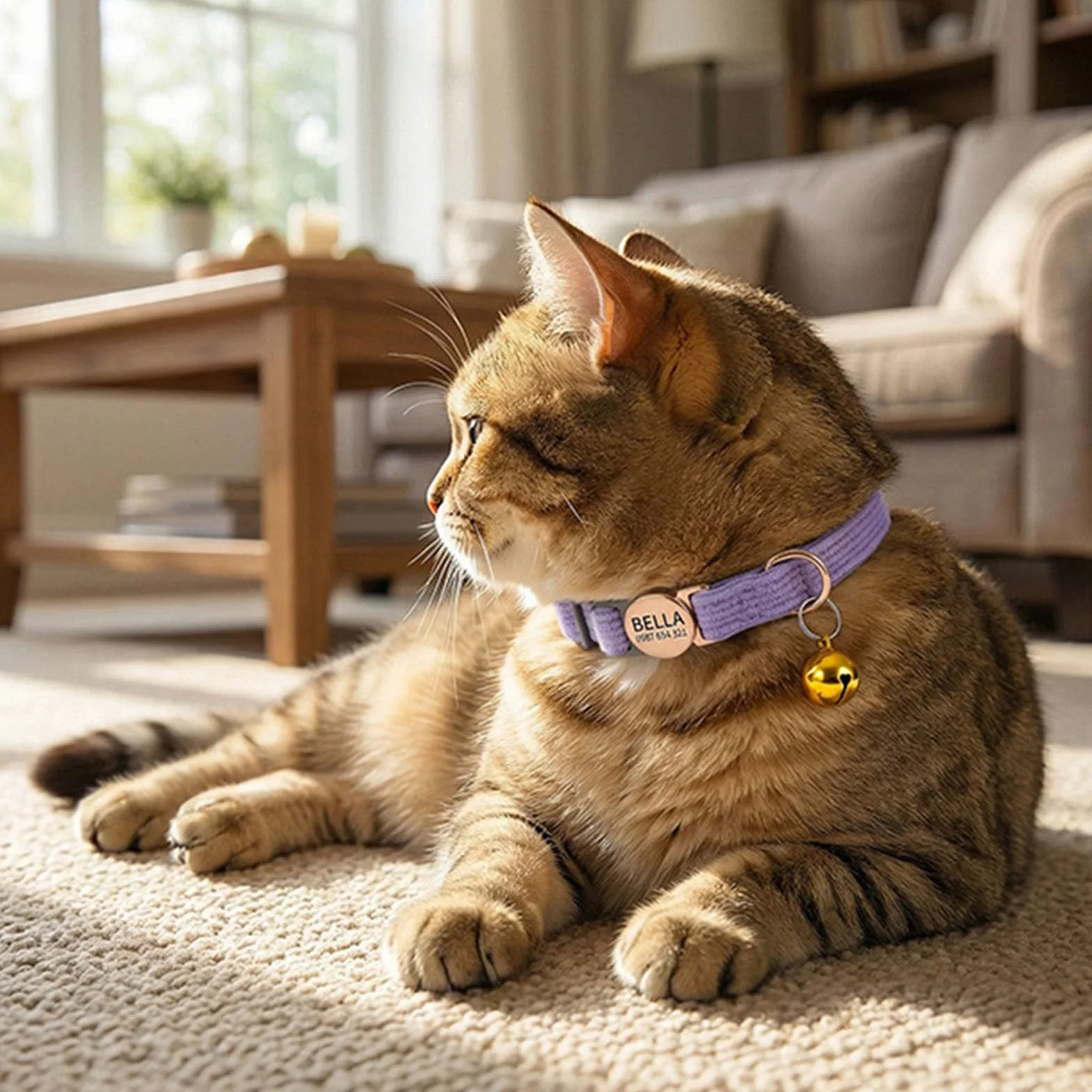 Collare per gatti personalizzato con nome e numero di telefono, collare regolabile in velluto a coste a sgancio rapido con campanello e fibbia di sicurezza per gatti o cani di piccola taglia, 20-30 cm