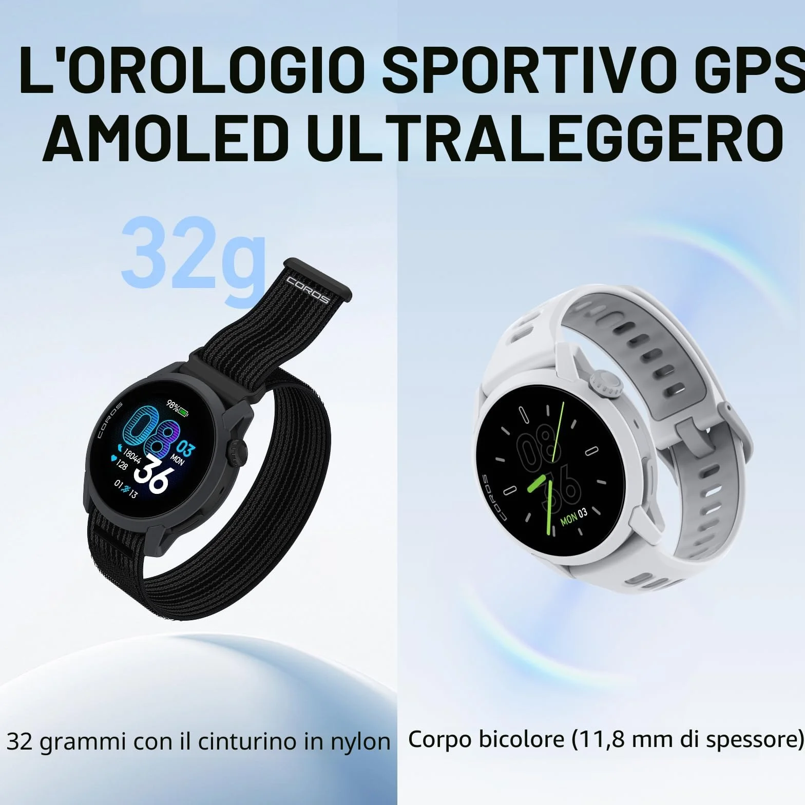COROS PACE 4 Orologio GPS sportivo ultraleggero, 1,2" Touchscreen AMOLED, 19 giorni di utilizzo quotidiano, controllo vocale, strumenti di allenamento avanzati, GPS, navigazione (Nero Silicone)