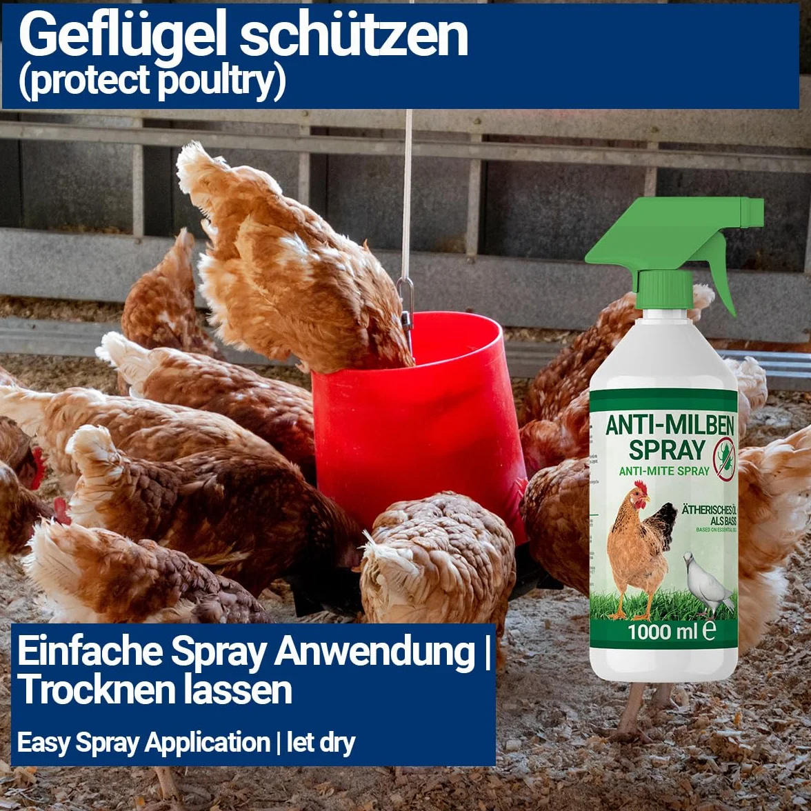 Spray antiacaro 1000 ml per pollame uccelli protezione parassiti uso acuto preventivo