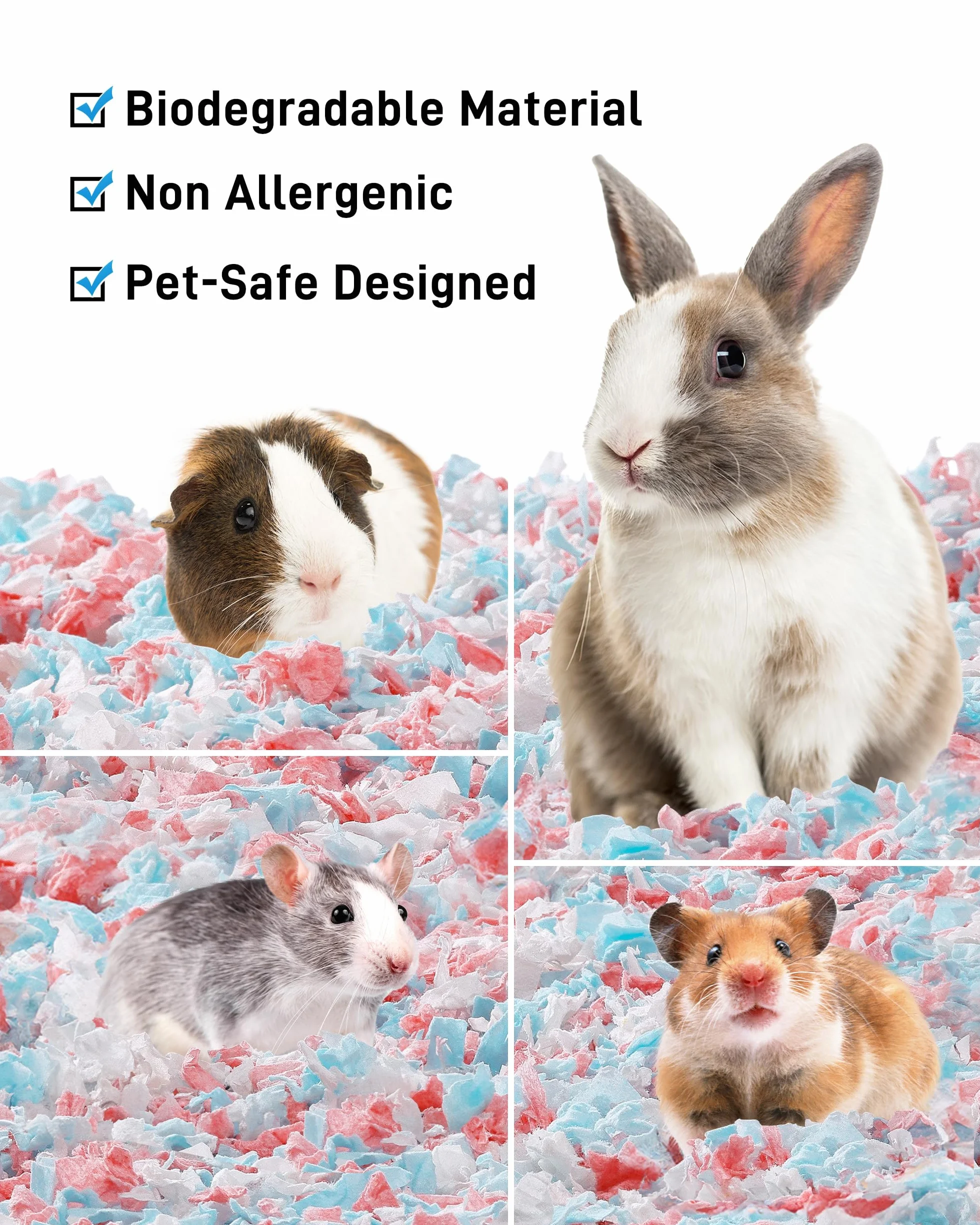 BUCATSTATE Lettiera Coniglio per Criceto/Coniglio Nano/Piccoli Animali/Roditori, Lettiera Carta Pellet 99,9% Priva di Polvere & Controllo degli Odori