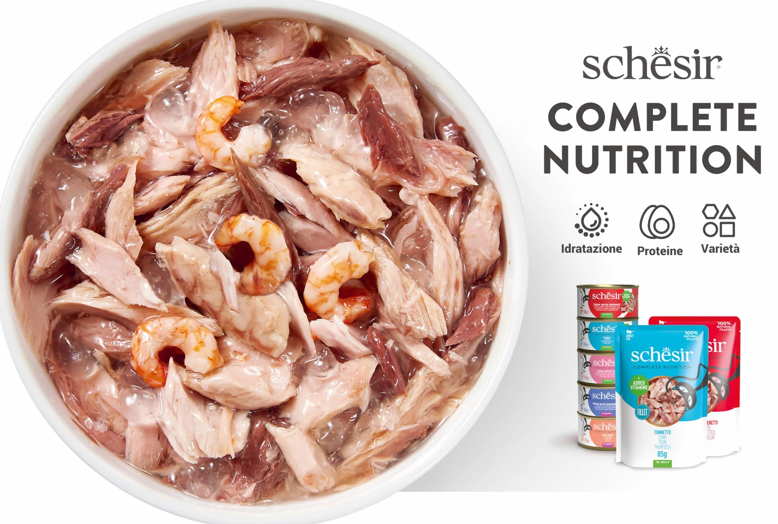 Schesir, Tonnetto in Gelatina, Cibo Umido Completo per Gatti, Con Vitamine Aggiunte, 100% Naturale, 6 lattine da 85g