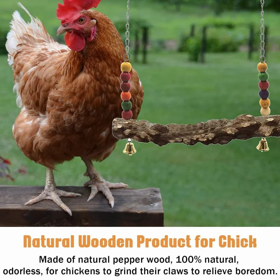 Altalena per Uccelli in Legno Naturale 2 Pezzi Giocattoli per Pollo Pulcino Pappagalli
