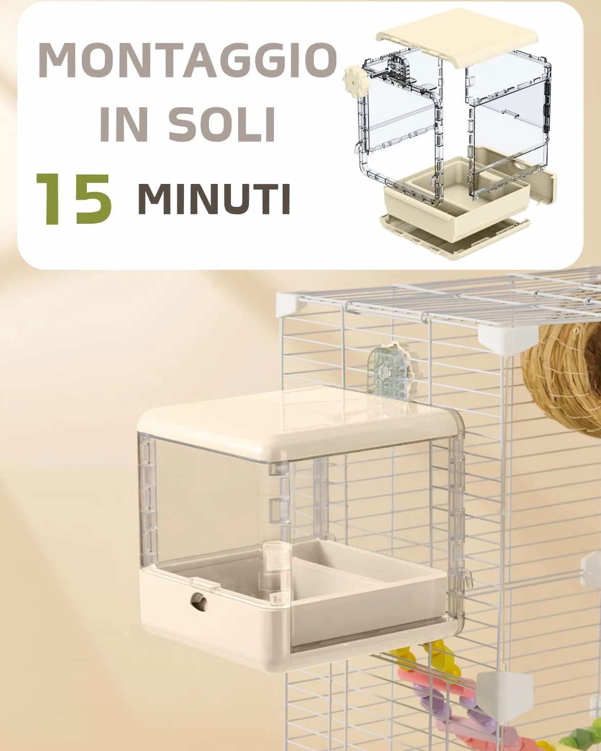 Bagno per uccelli sospeso per gabbia, accessori per uccelli piccoli e medi, pappagalli, inseparabili, fringuelli, parrocchetti (Bianco)