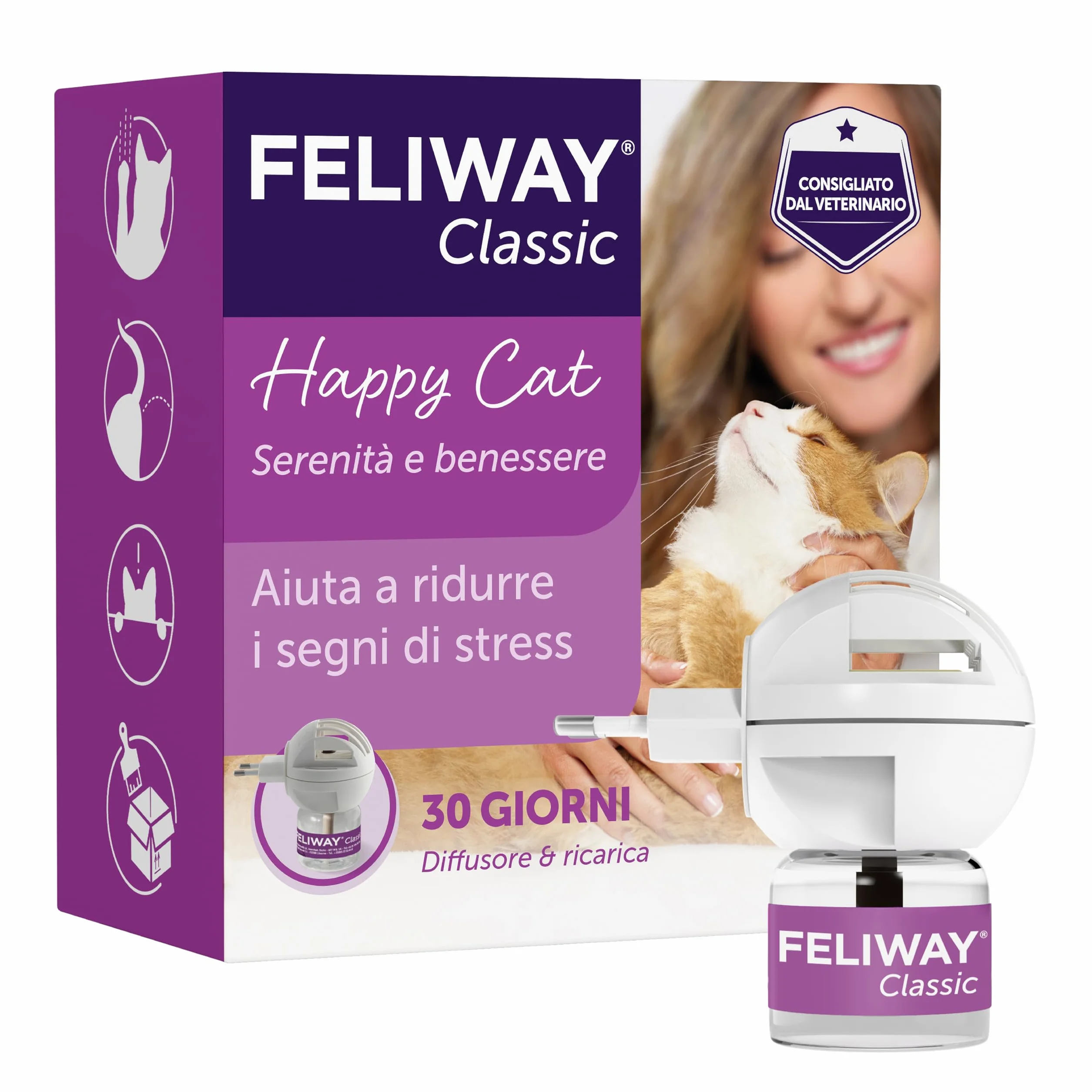 FELIWAY Classic Starter Kit Diffusore di Feromoni Calmanti per Gatti, 48 ml – Aiuta a risolvere i segni comuni di stress nei gatti e gattini, Raccomandato dai Veterinari, Clinicamente Testato