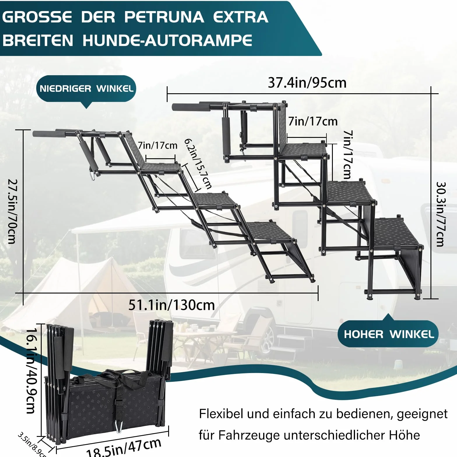 OUUTMEE Scala per cani a 4 livelli pieghevole antiscivolo per cani fino a 80 kg per auto e SUV