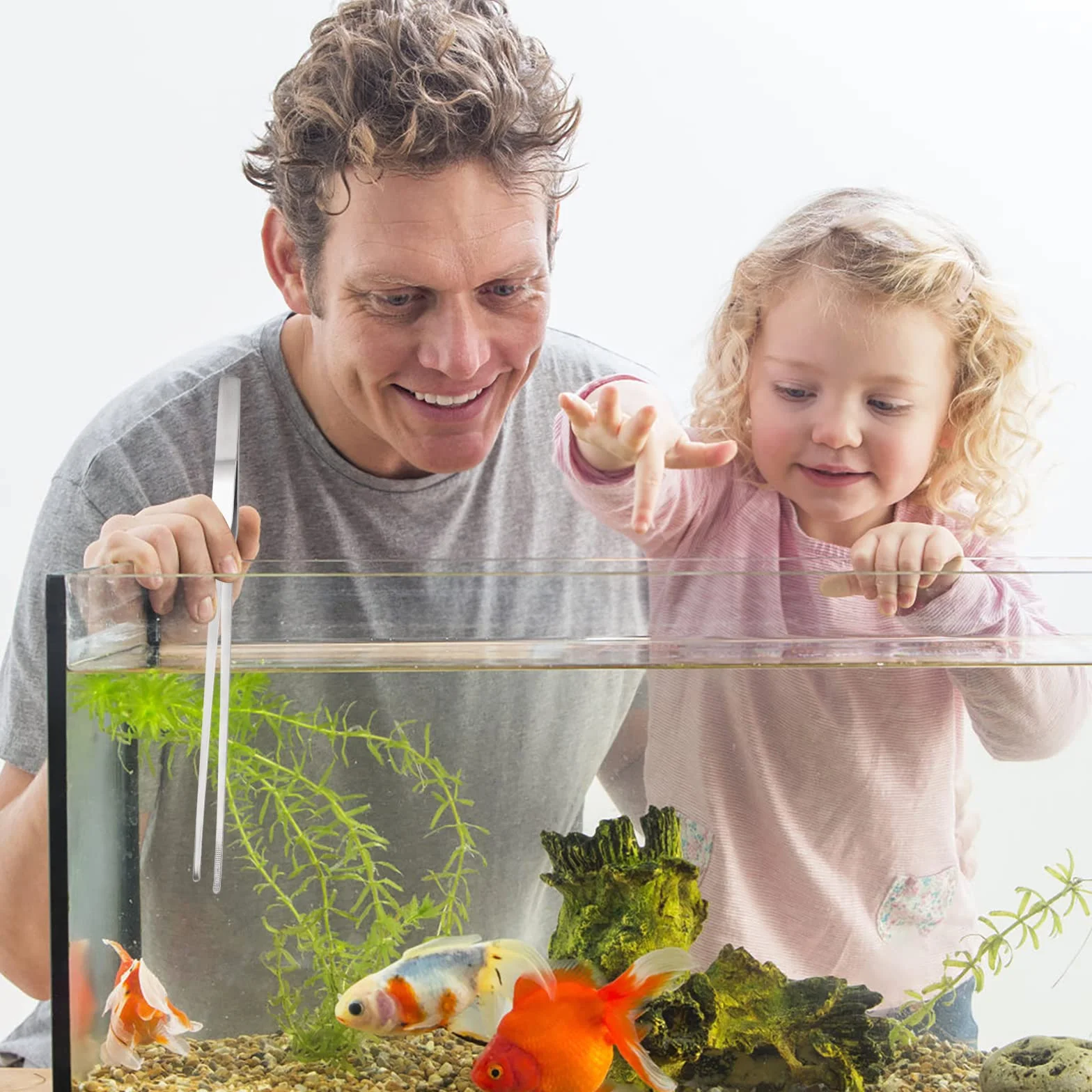 Set di pinzette per acquari in acciaio inossidabile 27cm cobee - 2 pinzette dritte e curve per acquario terrario aquascape
