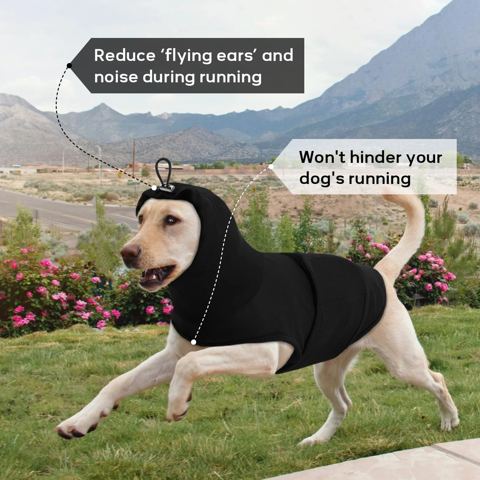 Giacca Antistress Calmante per Cani con Copri Orecchie, Nero XS