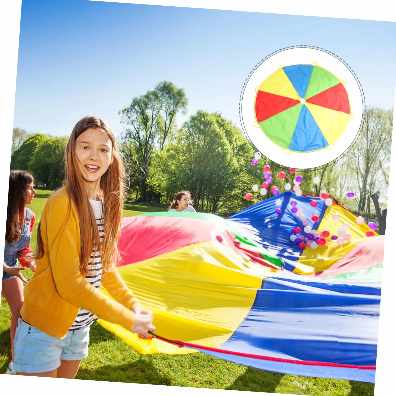 Happyyami Paracadute Gioco All'aperto Poliestere Blu per Salto e Gruppo