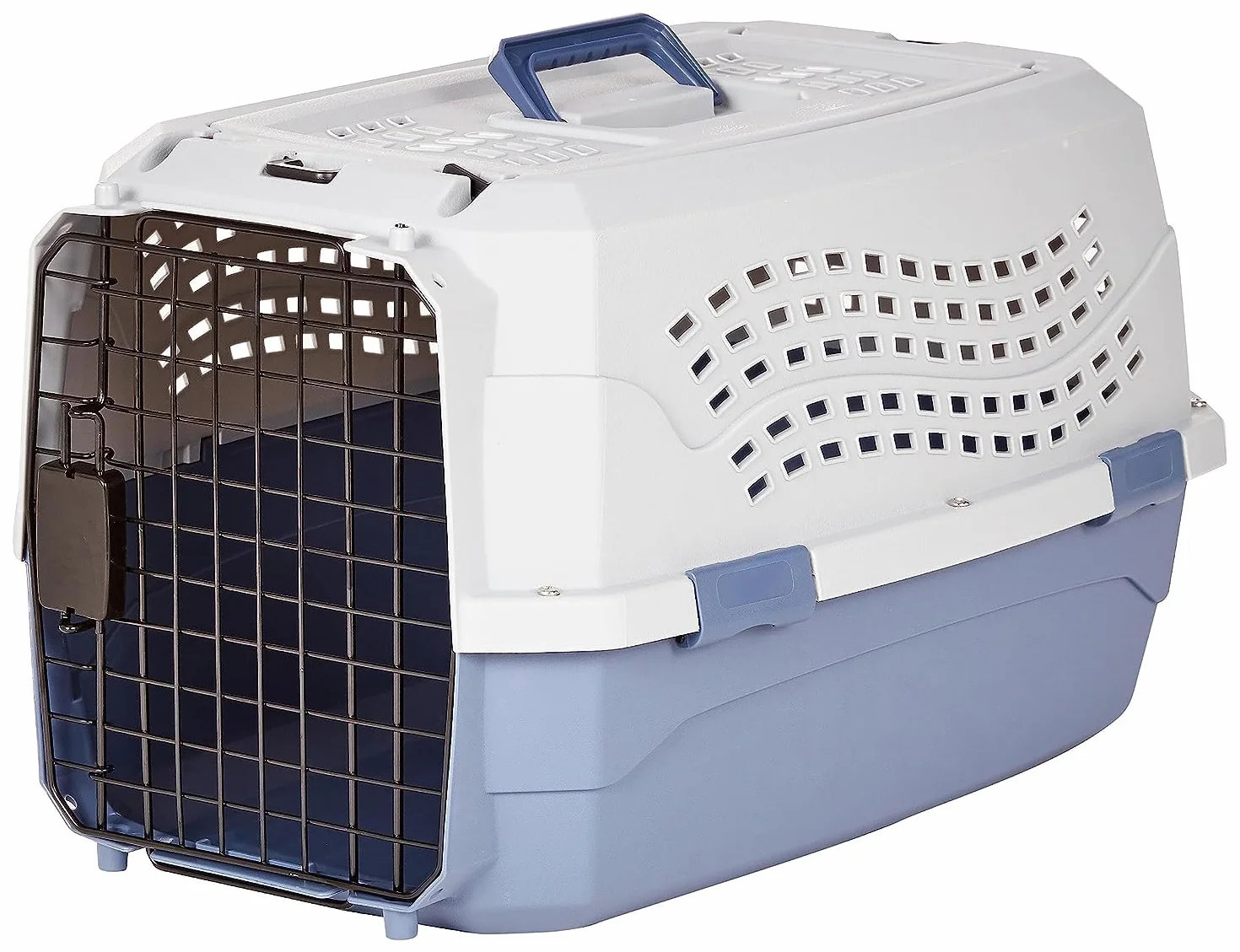 Amazon Basics Cuccia per Animali Domestici a Due Porte con Caricamento dall'alto da 23 Pollici L 58 x P 38 x H 33 cm, Cane Gatto, Blu