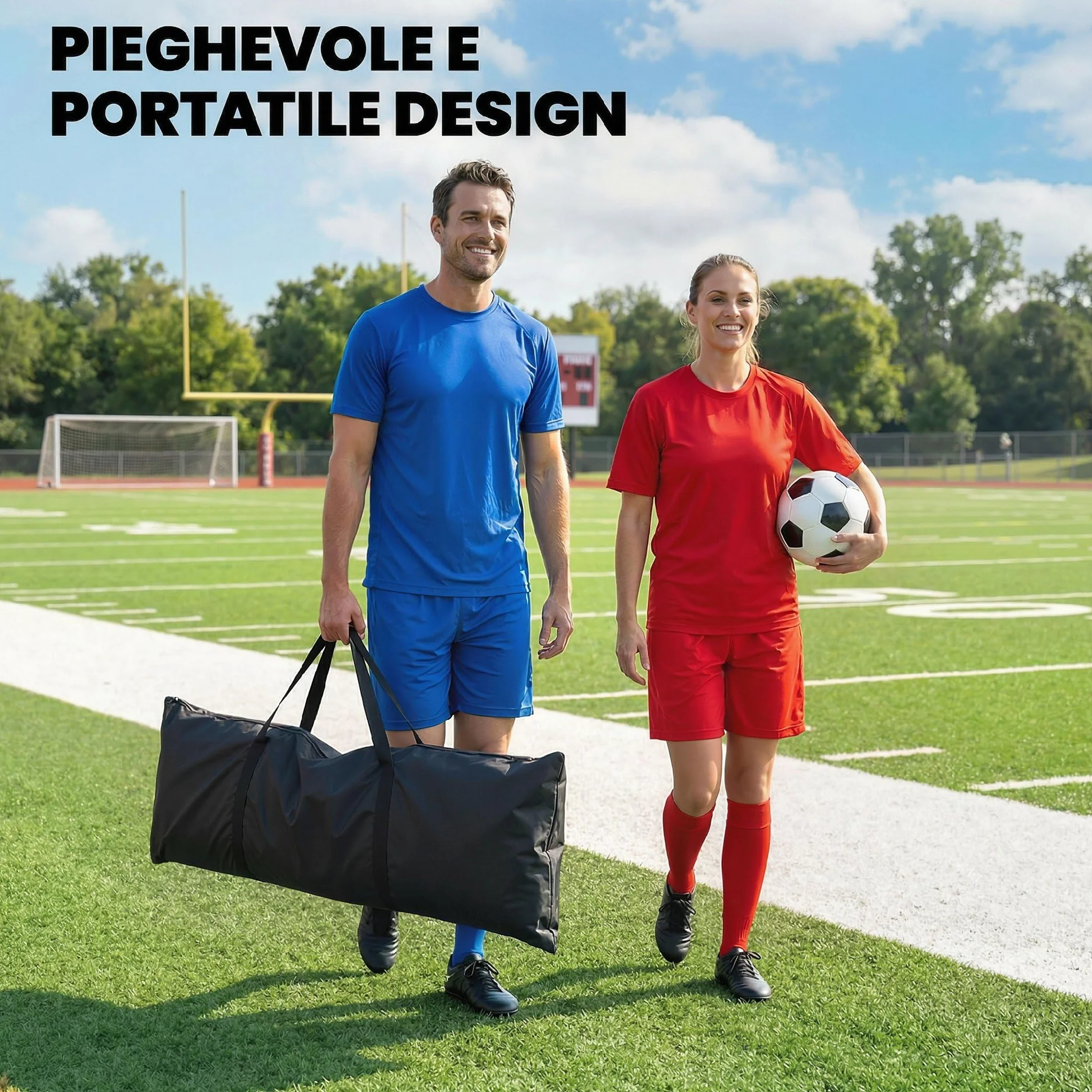 SPORTNOW 2 in 1 Rete di Rimbalzo per Calcio Pieghevole con Doppio Lato, Rete da Calcio Rimbalzante con Borsa per Trasporto, per Allenamento Baseball e Pallavolo, Nero