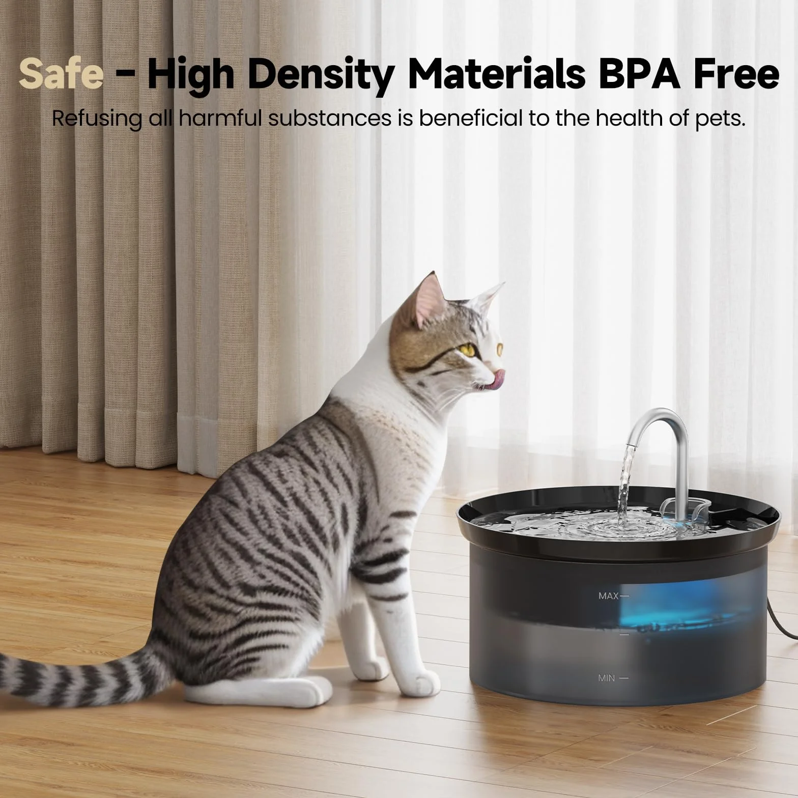 Fontanella per Gatti: Fontana per Gatto d'acqua per Animali Domestici con Pompa Ultra Silenziosa, Filtro a Carbone Attivo Mantenendo l'acqua Pulita, Capacità 2,5L, Design del Rubinetto