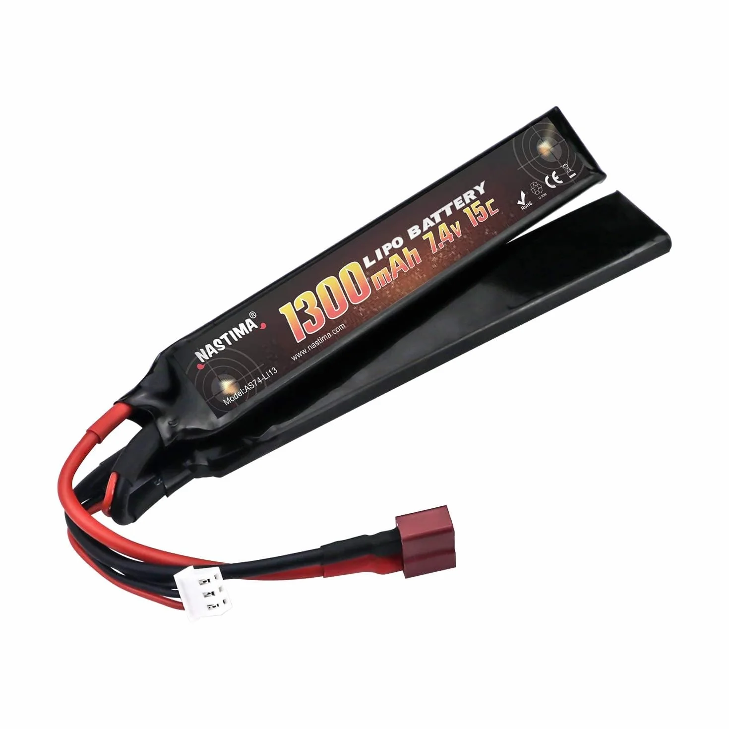 NASTIMA 7.4V 1300mAh 2S 15C Airsoft Lipo Batteria A Farfalla Connettore Deans-T Per Pistole Airsoft