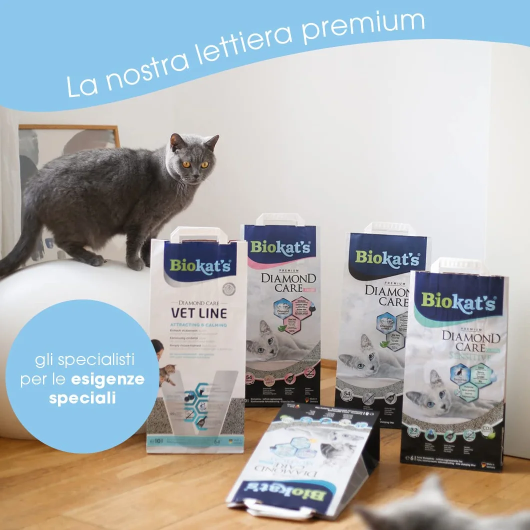 Biokat's Diamond Care Fresh Lettiera per gatti a grana fine con carbone attivo e aloe vera, 1 x 10 L