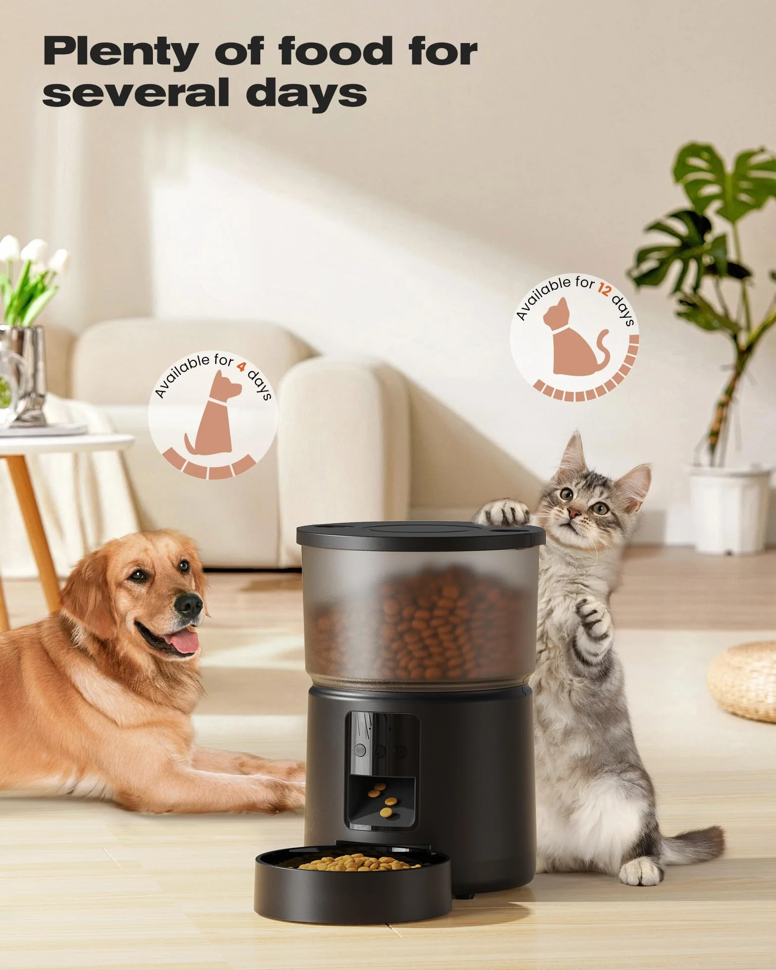 SOOFPET Distributore Automatico Cibo Gatti - 5G/2.4G WiFi Dispenser - Distributore Cibo Gatti Collegare APP - Alimentazione a Distanza - 10 Pasti al Giorno - Doppia Alimentazione - 3L Bianco