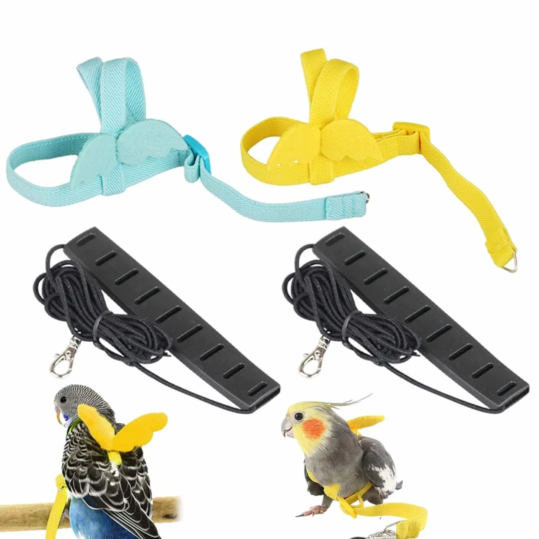 2 Pezzi Imbracatura per Uccelli e Guinzaglio, Pettorina Regolabile, Pappagalli Anti-morso Imbracatura al Volo, Outdoor Corda per addestramento al volo, per pappagalli, calopsitte e are