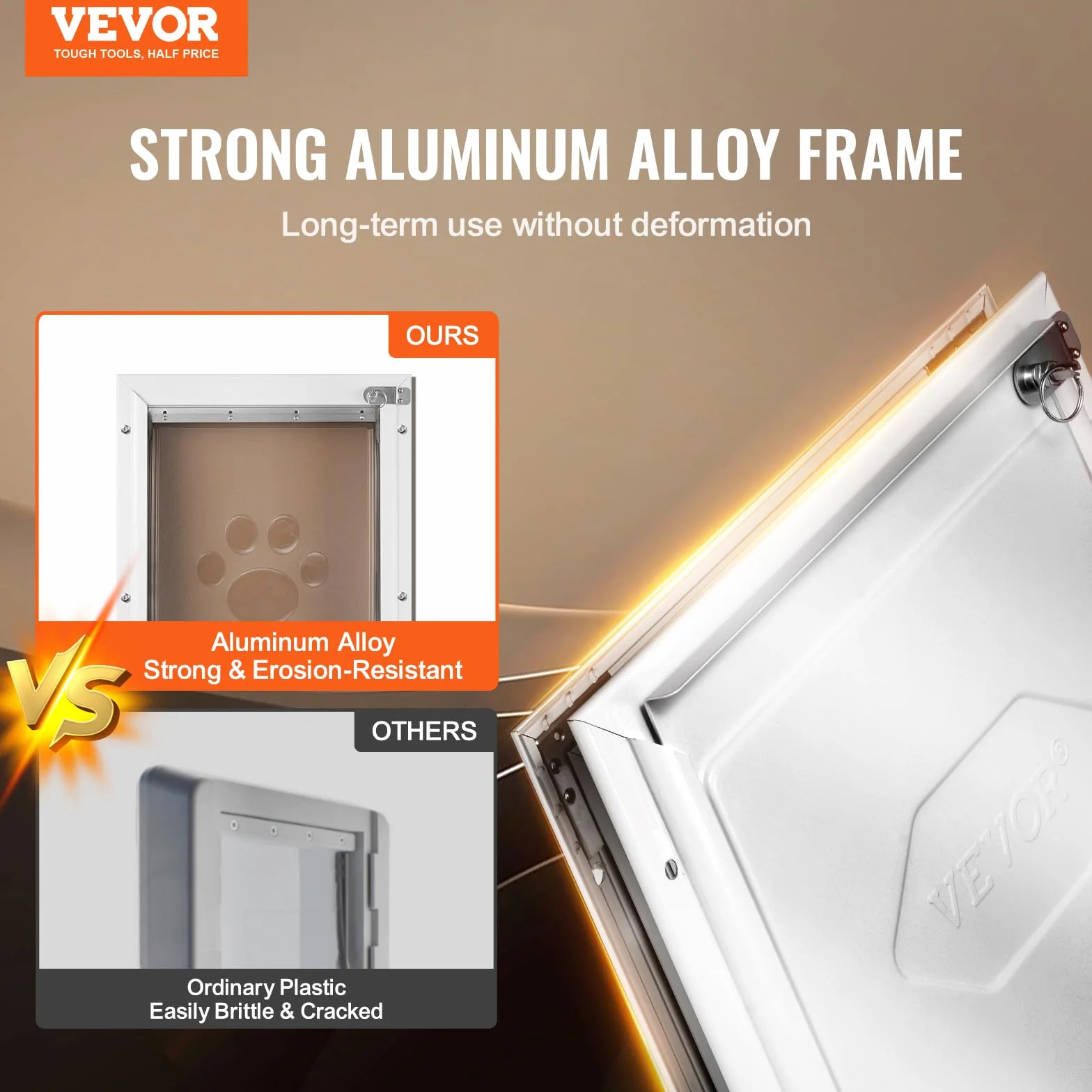VEVOR Porta per Animali Domestici in Alluminio 210x303 mm Bianco Taglia S
