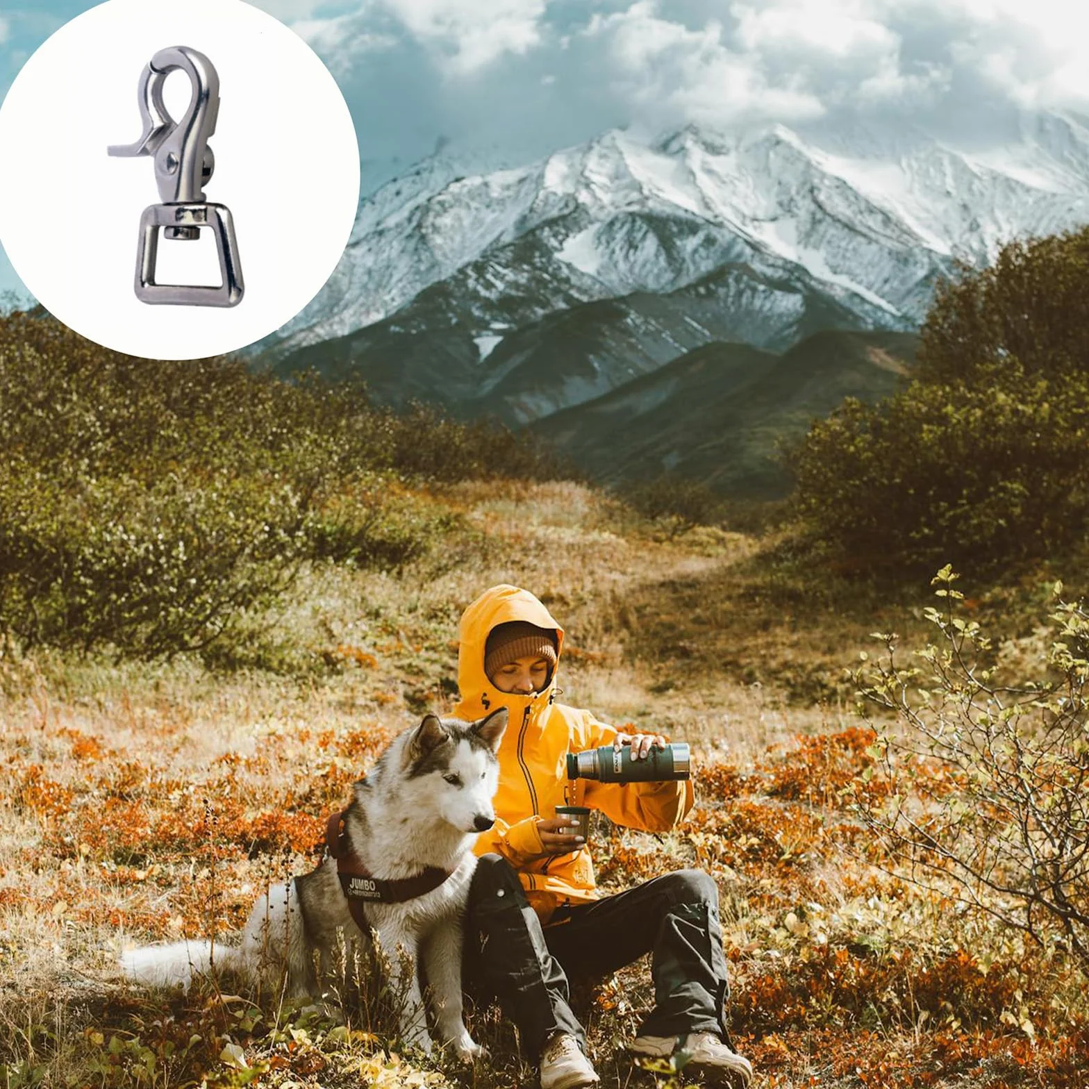 Set di 2 Moschettoni a Forbice Girevoli 360° - Snap Versatili per Cani, Campeggio, Escursionismo e Fai da Te
