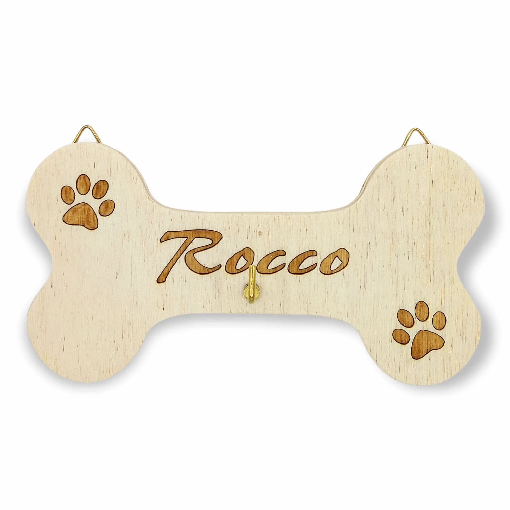 Porta guinzaglio per cane in legno personalizzato da parete con incisione laser