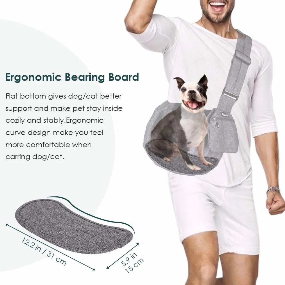 Nasjac Marsupio per Animali Domestici, Borsa da Trasporto a Mano Papoose per Cani con Tracolla Imbottita Regolabile supportata dal Fondo (Panno cationico Grigio)