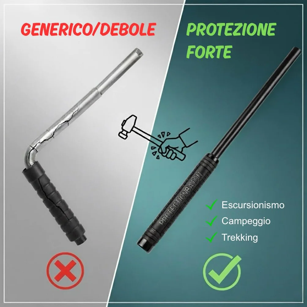 Bastone da Trekking Telescopico Regolabile, Impugnatura Antiscivolo, Punta con Gommino, Leggero
