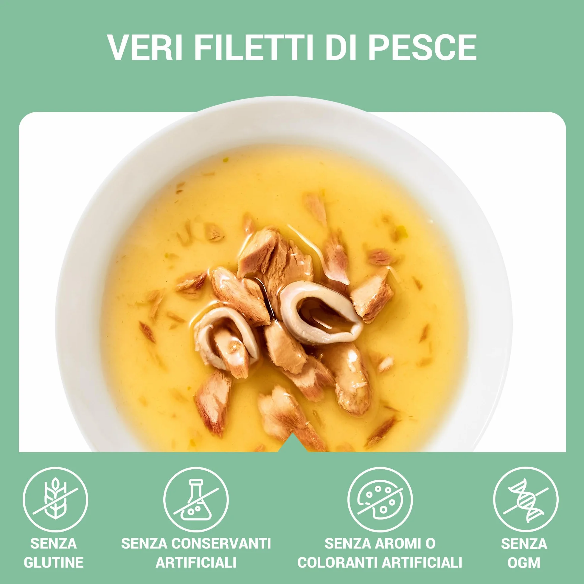 Schesir, Zuppa con Filetti di Tonno e Calamari, in busta, Cibo Umido Complementare per Gatti, Ricetta Originale, 100% Naturale, Cruelty Free, 12 x 40g