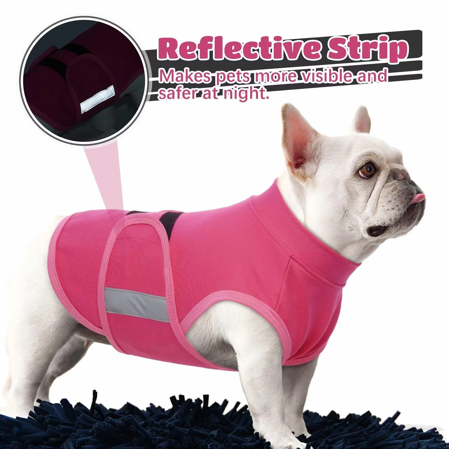 Giubbotto Calmante per Cani con Strisce Riflettenti, Morbido Mantello Anti-Ansia Regolabile Taglie S-XL