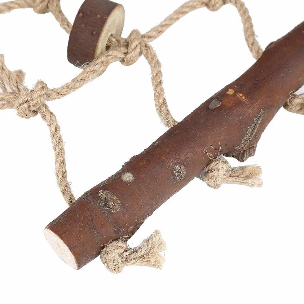 Pappagallo Scala da Arrampicata Legno Naturale Giocattolo da Masticare Altalena Appeso Decorazione