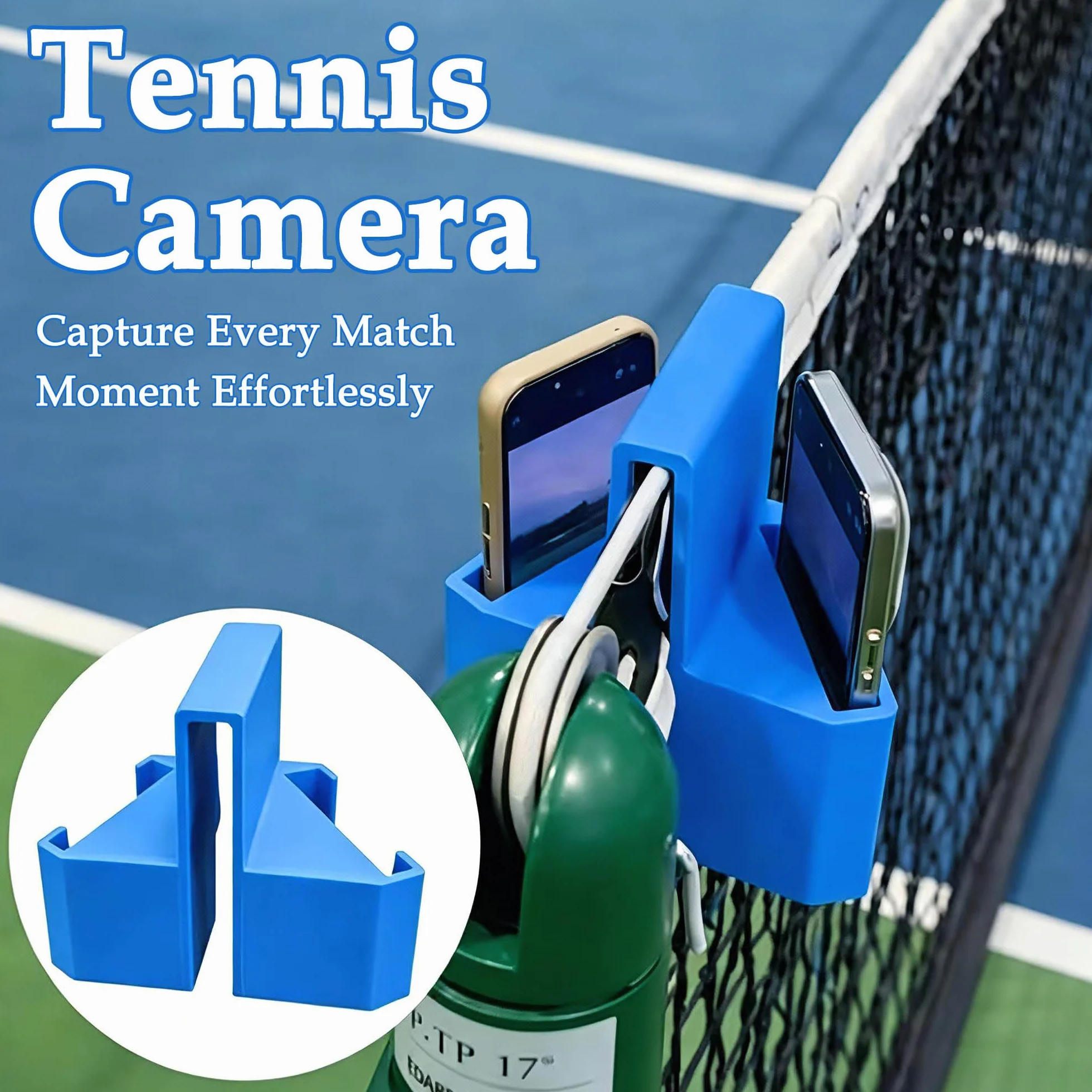 Supporto per cellulare con rete da tennis stampa 3D compatibile due smartphone pickleball pallavolo