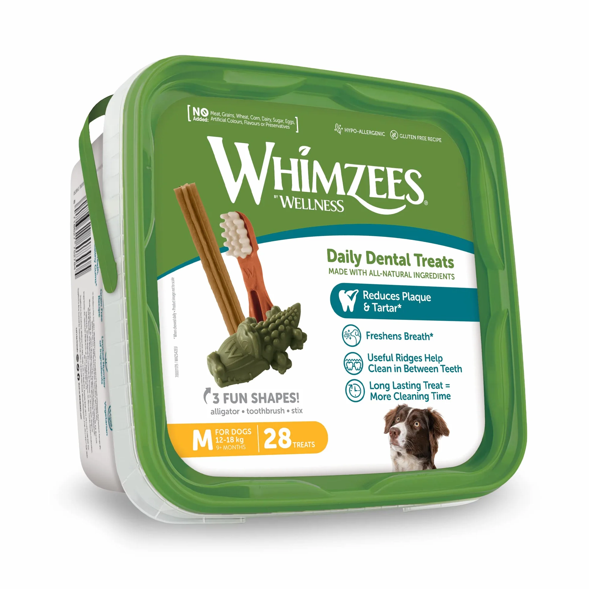 WHIMZEES Box Varietà M, 28 Pezzi – Taglia M, Snack per Cani di Taglia Media, Naturali & Senza Cereali, Vegetariane, Senza Zuccheri Aggiunti