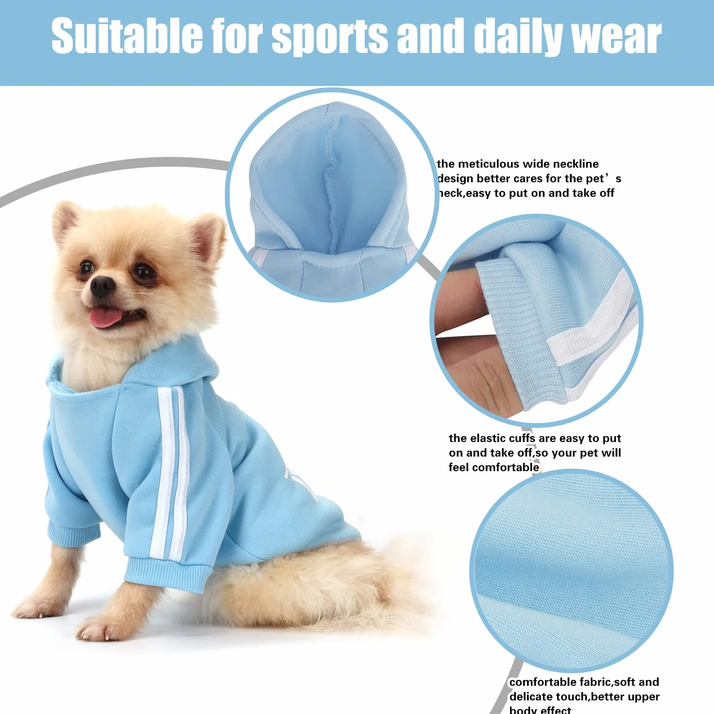 QiCheng&LYS Felpa per Cani Piccola Taglia Maglioncino Cappotto Caldo Animale Domestico Blu XS