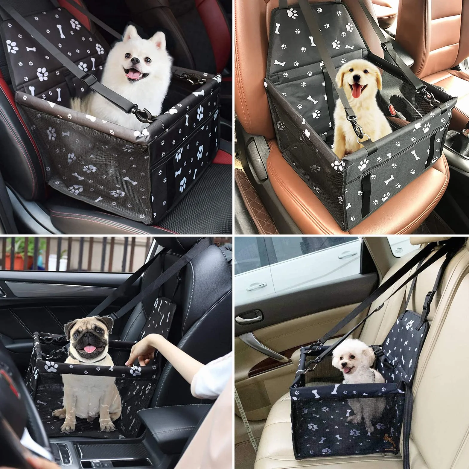 Seggiolino Auto per Cane Piccola Media Taglia con Cintura Sicurezza Trasportino Coprisedile Gatto Pet Borsa Anteriore Multicolore