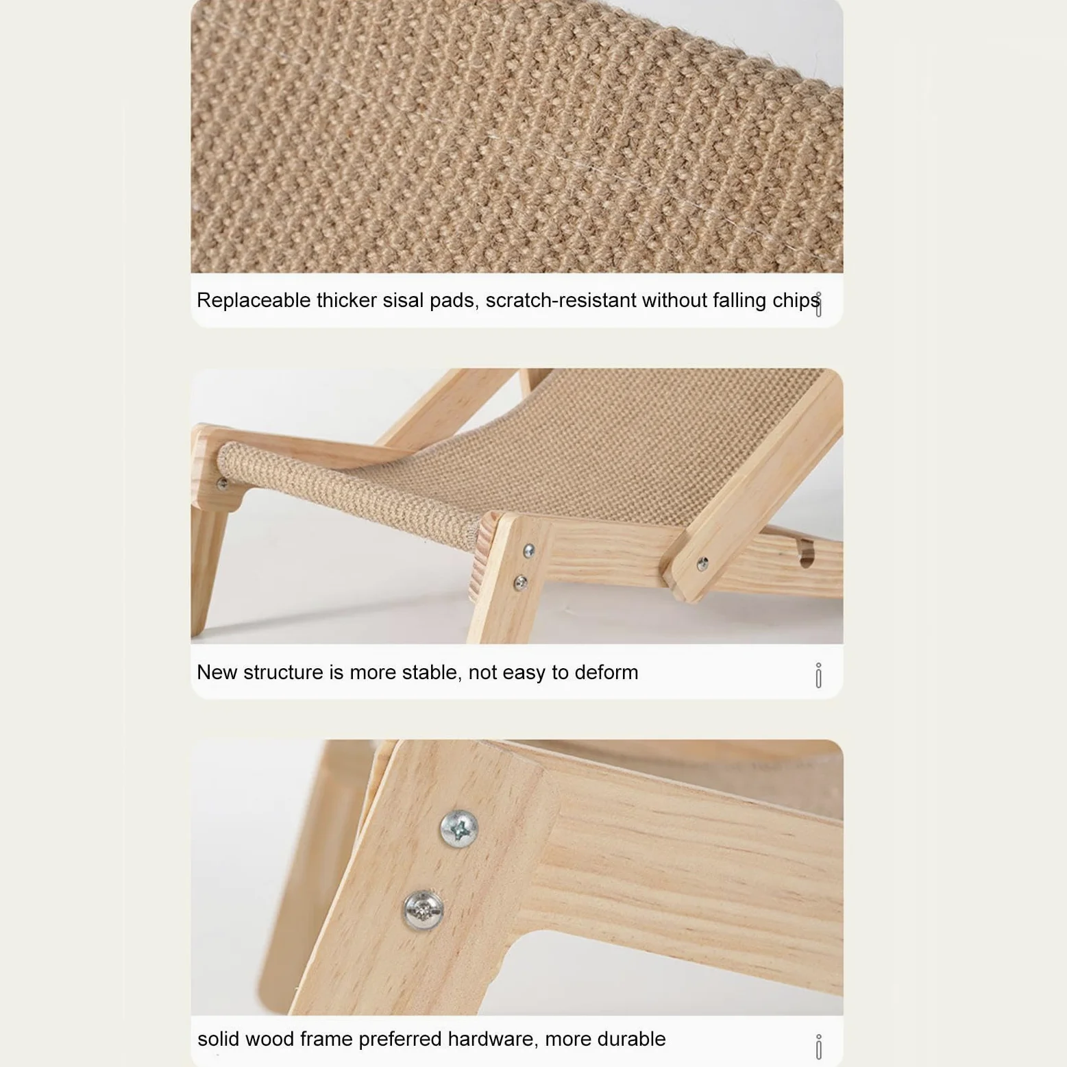 Sedia in sisal per gatti, chaise longue per gatti, amaca per gatti, sedia in cartone sisal | rimovibile con cuscino in sisal, regolabile per gatti interni di piccole dimensioni, medie e grandi