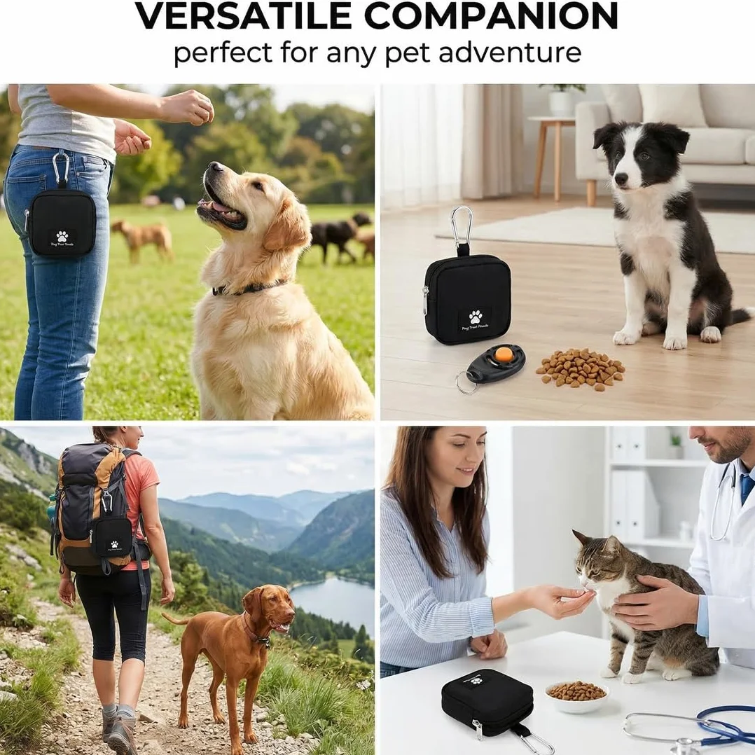 Borsa impermeabile per cani, borsa per cani per addestramento del cane, dispenser di sacchetti integrato, borsa a tracolla regolabile, Allenamento all'aperto (Blk)