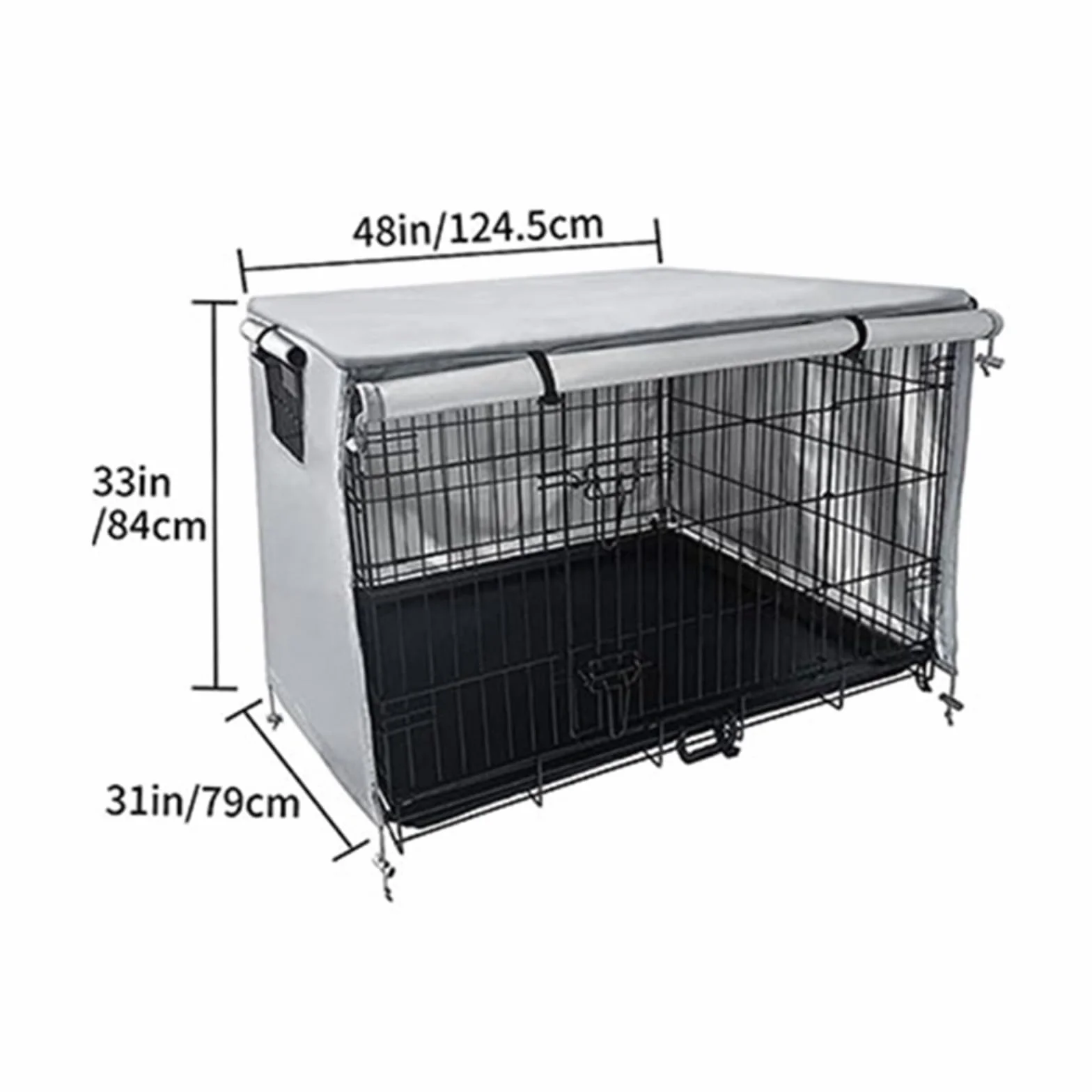 Copertura per gabbia per animali domestici in tessuto Oxford impermeabile traspirante grigio 124,5 x 79 cm