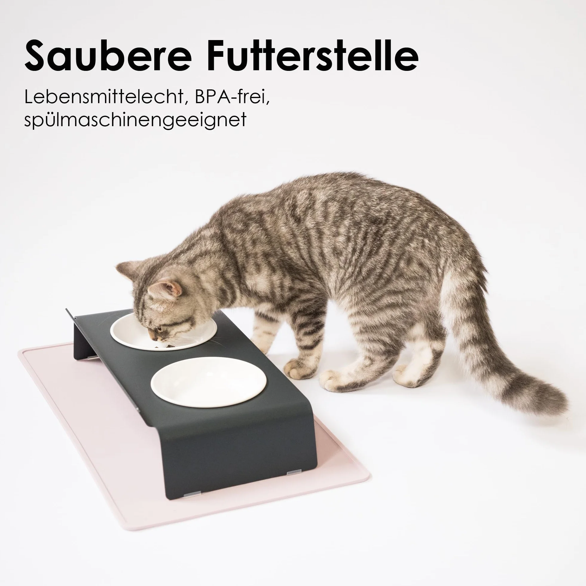 LucyBalu® Square Tappetino antiscivolo per ciotola in silicone I Grigio