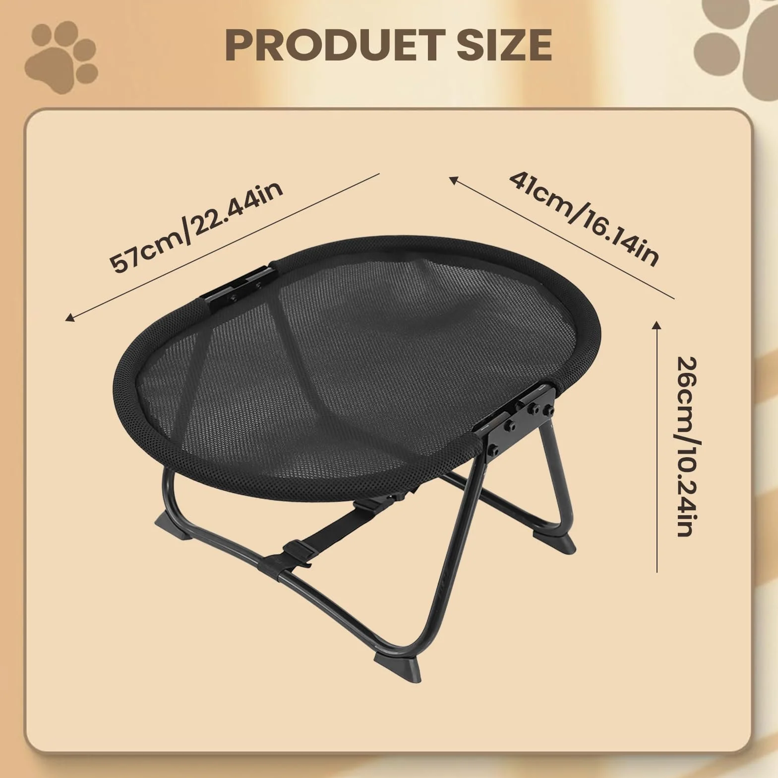 Generico Rialzato Cani | Brandina Portatile Pieghevole Antiscivolo | Amaca Traspirante 57x41x26cm | Cuccia Sopraelevata | Animali Domestici Gatti Cuccioli Riposo Sonno Campeggio Esterno