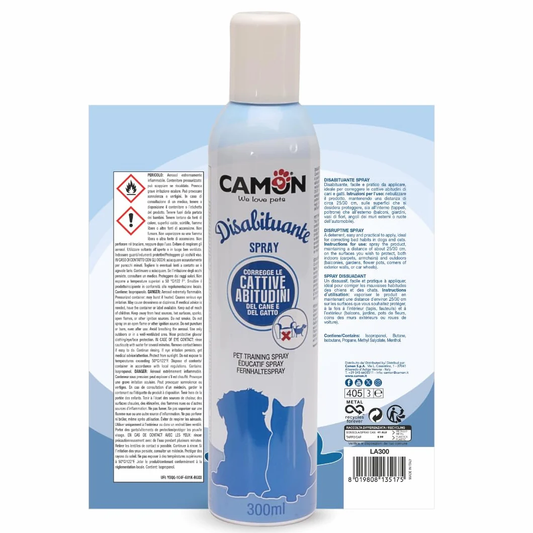 CAMON | Disabituante Spray per Cani e Gatti, 300ml, per Interni ed Esterni, Non Tossico