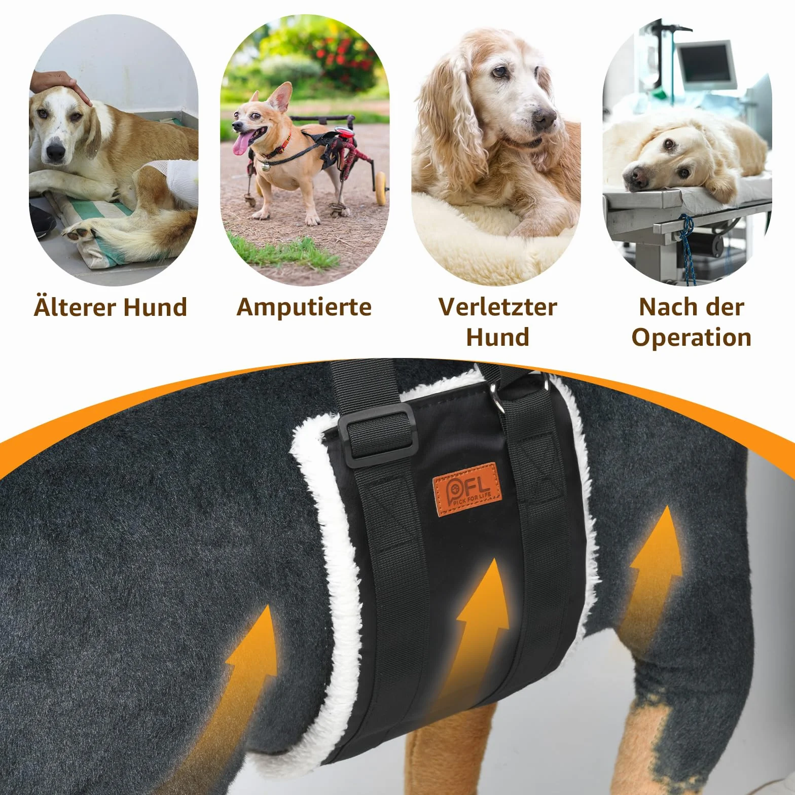Supporto per cani regolabile tracolla portatile riabilitazione cani piccola taglia deambulatore manici sicurezza cani disabili feriti anziani