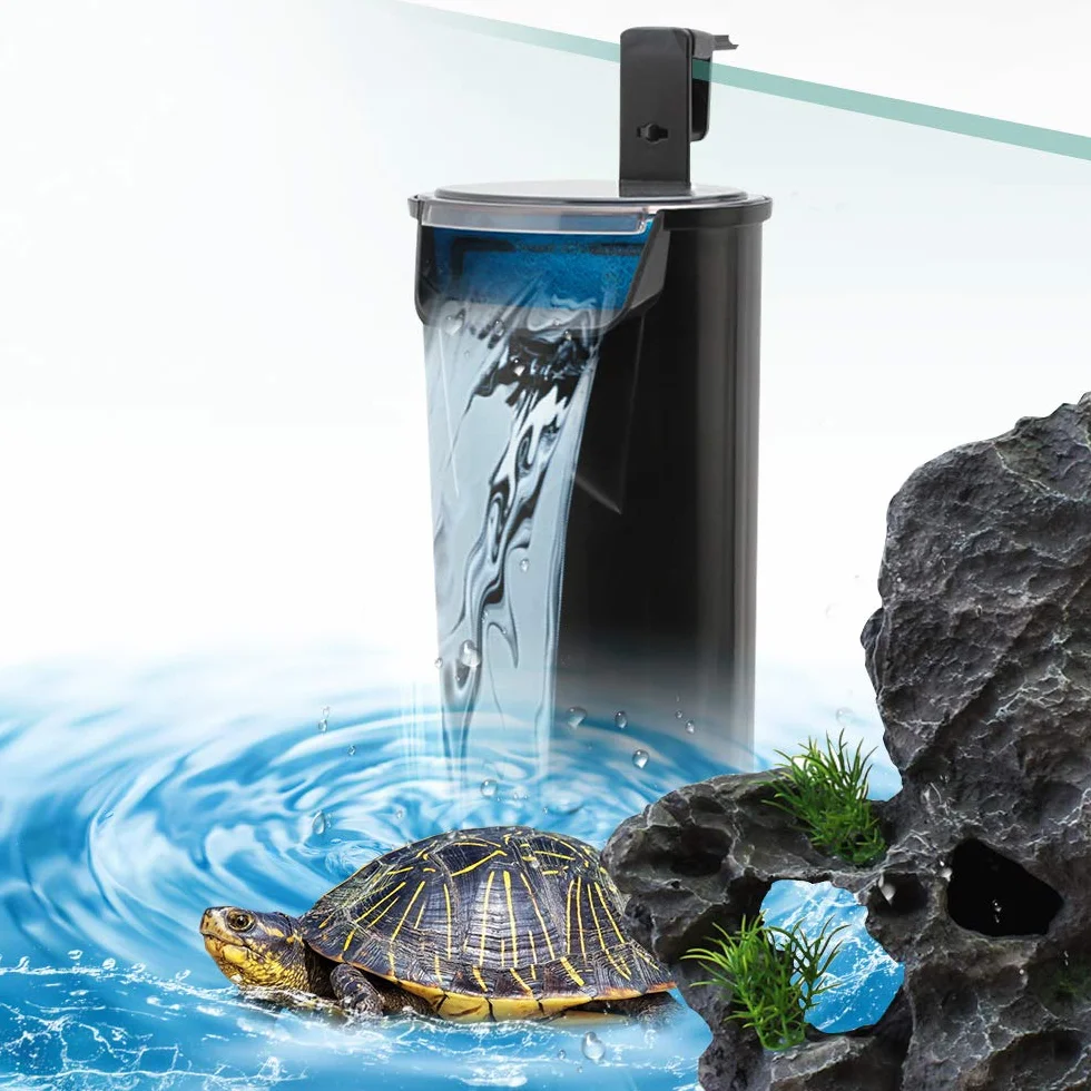 SENZEAL Pompa Filtro a Cascata a Basso Livello Dell'acqua Tartaruga Filtro Interno per Acquario 5W 220V/50Hz 400L/H Livello Dell'acqua Basso Pulito per Acquari Rettili Anfibi - Nero