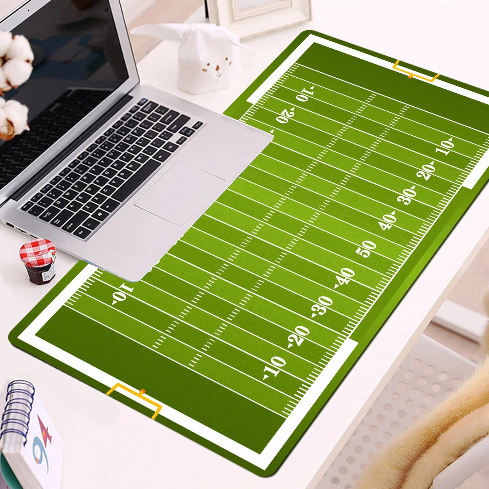 Tappetino da gioco 900x400 mm, campo football americano, motivo erba verde, lavabile, base gomma